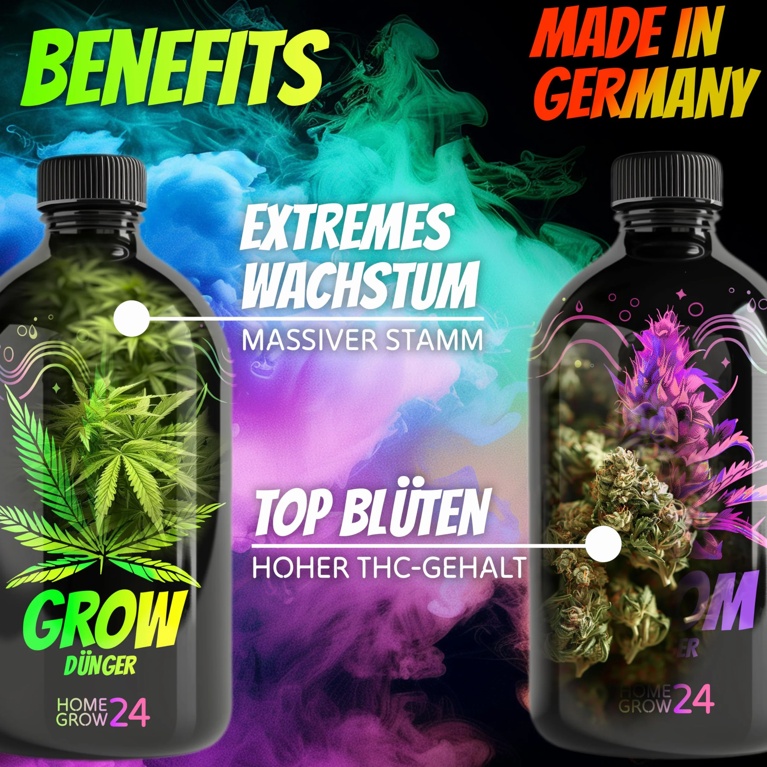 Homegrow24 Mleko konopne Duo Grow & Bloom Zestaw startowy 2x250 ml do uprawy roślin konopi