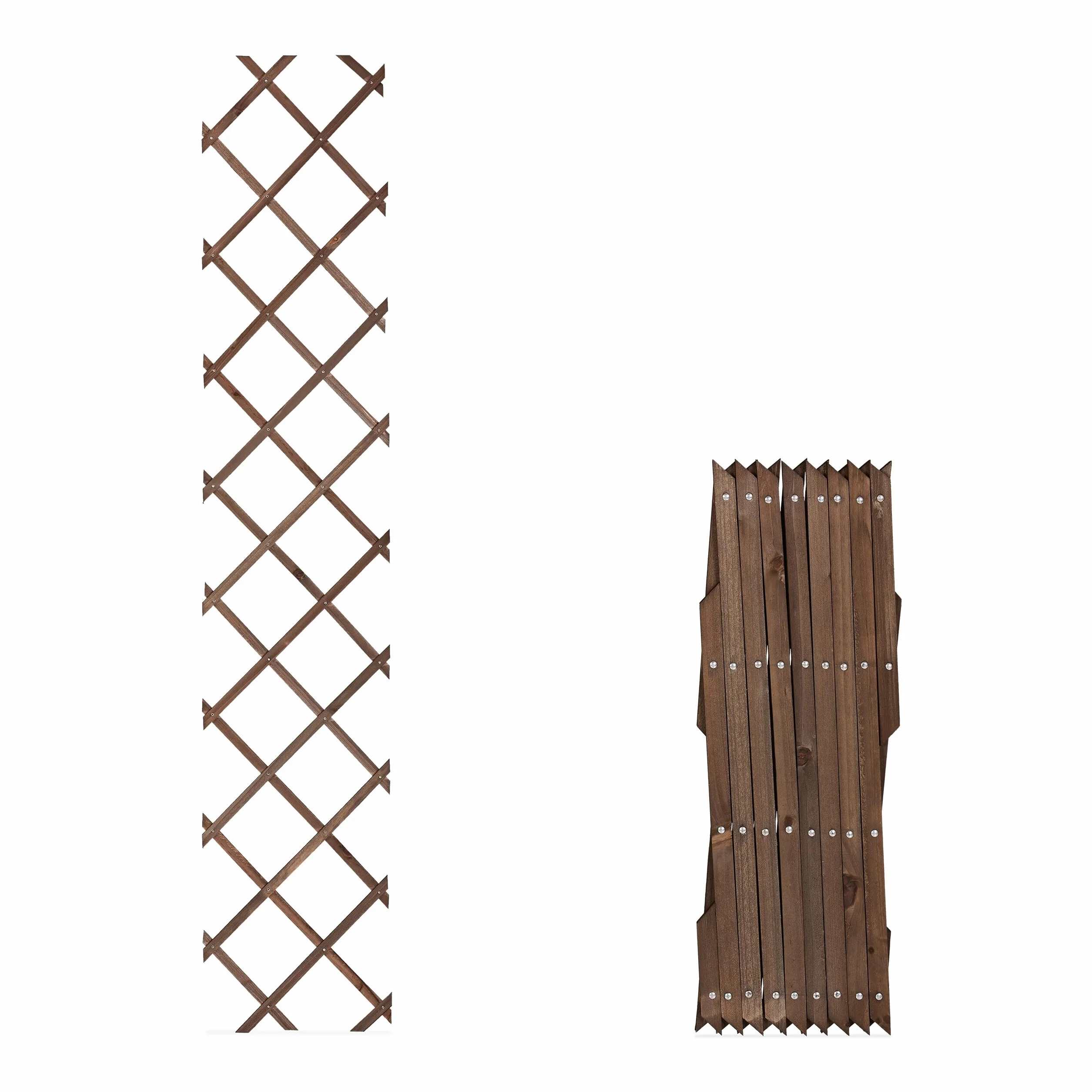 Relaxdays Kratka dla roślin pnących, wysuwana, zestaw 3 szt., 180 cm, drewno, brązowa