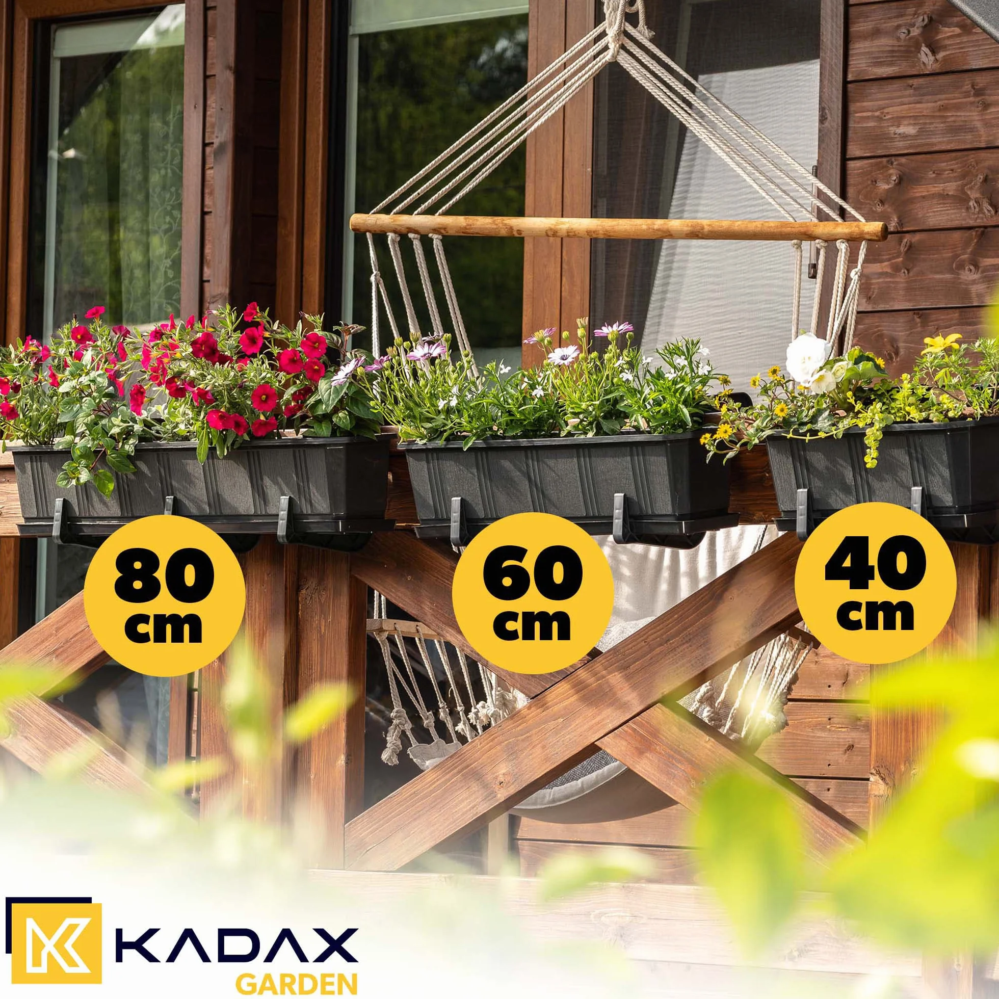 KADAX Skrzynki balkonowe 4x80 cm antracyt na kwiaty i zioła