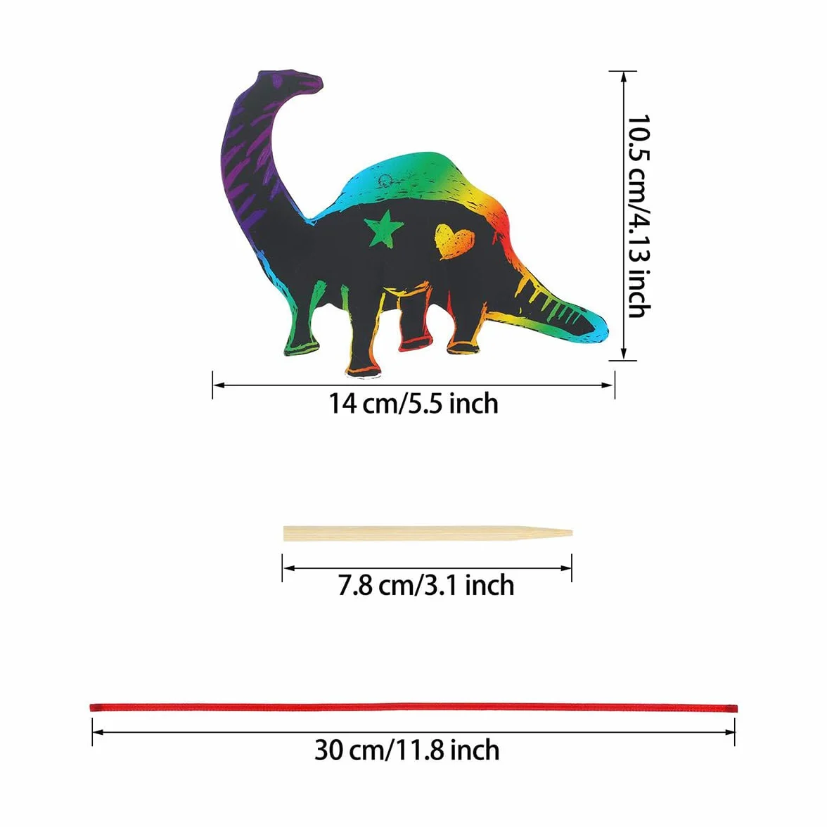 48 szt. zdrapywania karty kreatywne dinozaury papier artystyczny z 48 drewnianymi ołówkami i 48 wstążkami na przyjęcie urodzinowe, dekoracja DIY