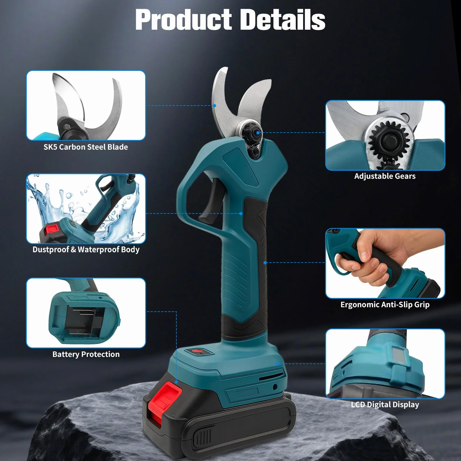 Akumulatorowe nożyce do gałęzi 45 mm do Makita 18 V silnik bezszczotkowy LCD