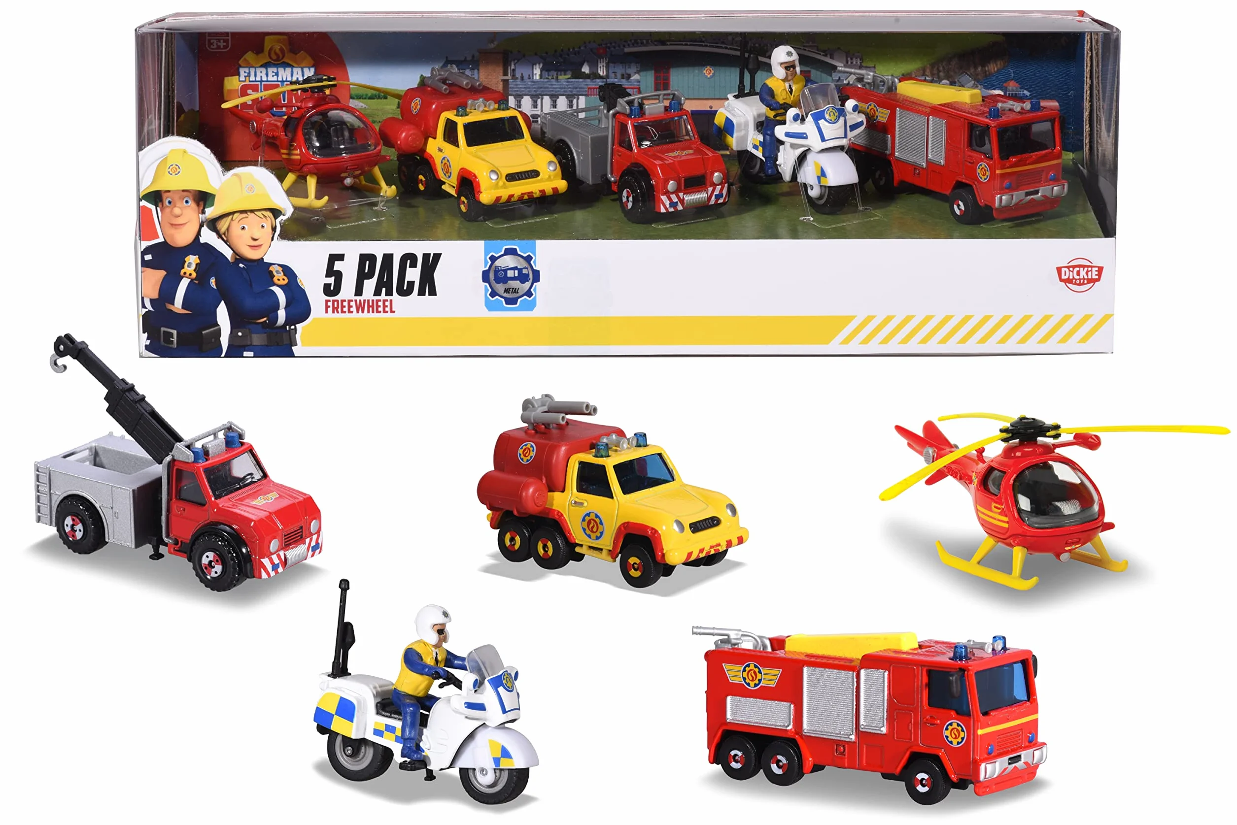 Strażak Sam 203094007 Zestaw 5-pack metalowych pojazdów die cast, 7cm