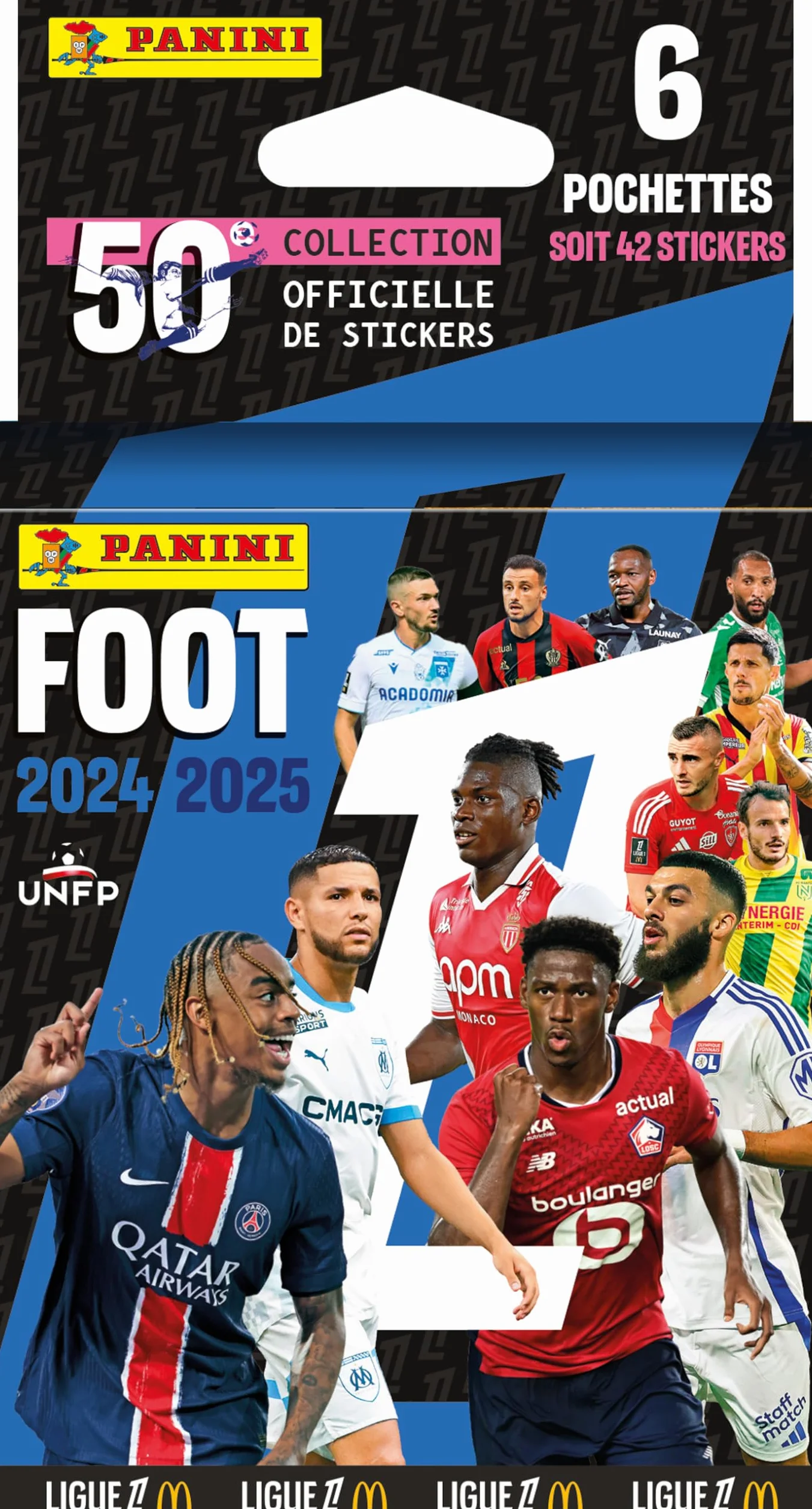 PANINI Stopa 2024-2025 Ligue 1 McDonald's Blister 6 kieszeni z 7 naklejek