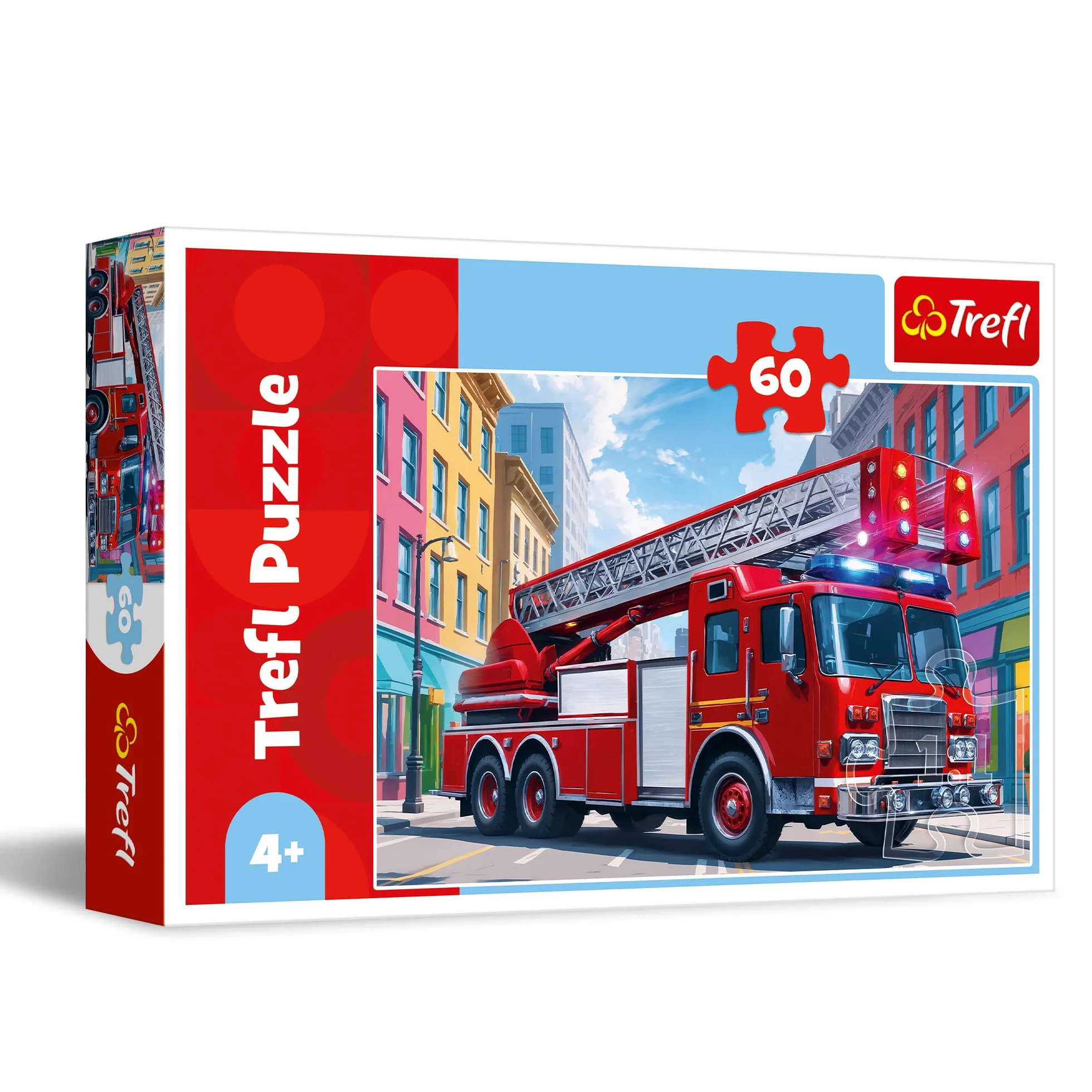 Trefl Puzzle 60 Elementów Wóz Strażacki Kolorowe Pojazdy dla Dzieci od 4 lat