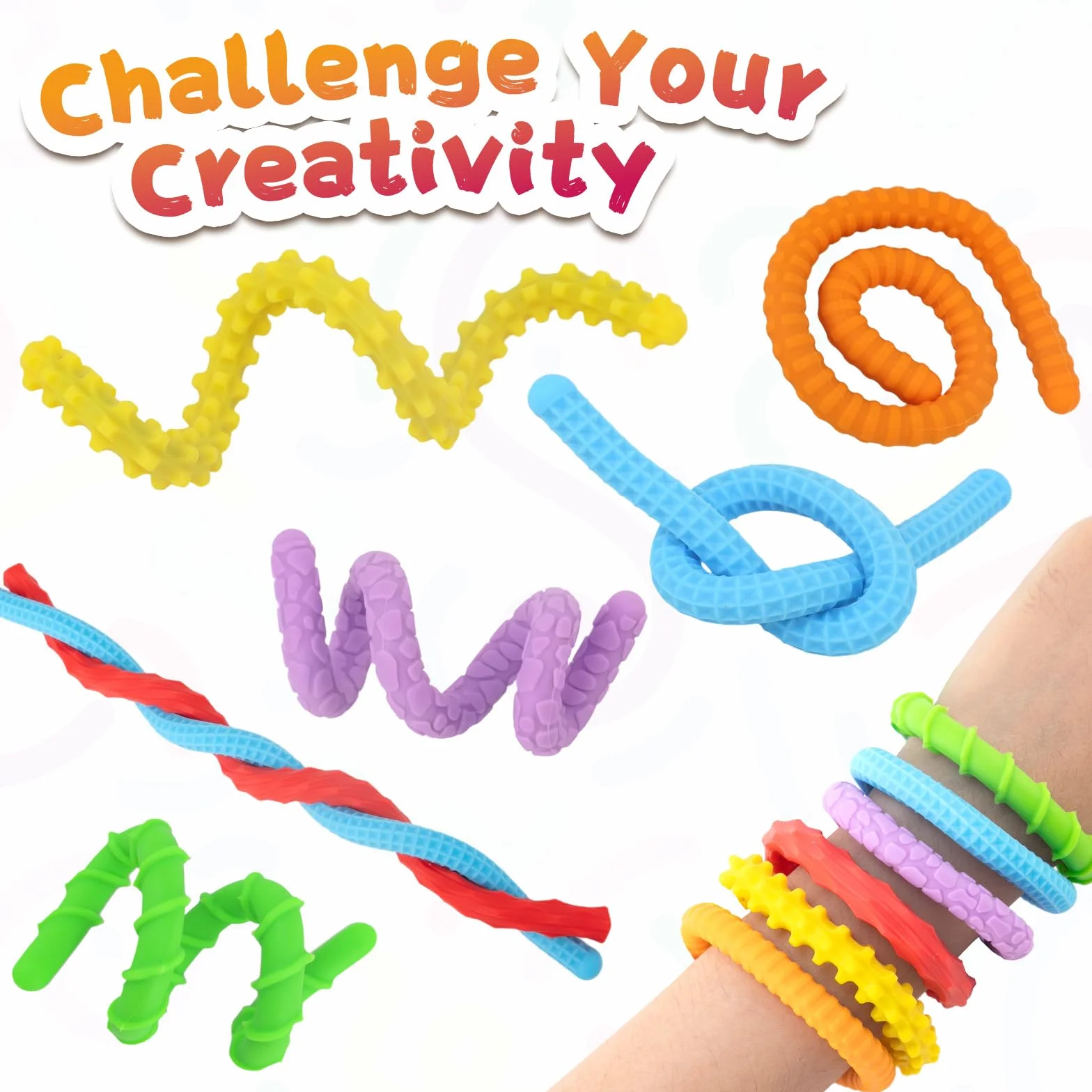 ddLUCK Fidget Toys Silikon Sensory Stick, sensoryczne zabawki dla osób z ADHD, antystresowe, autyzm, redukcja stresu, sensoryczne zabawki podróżne dla dzieci od 3 lat i dorosłych (6 szt.)