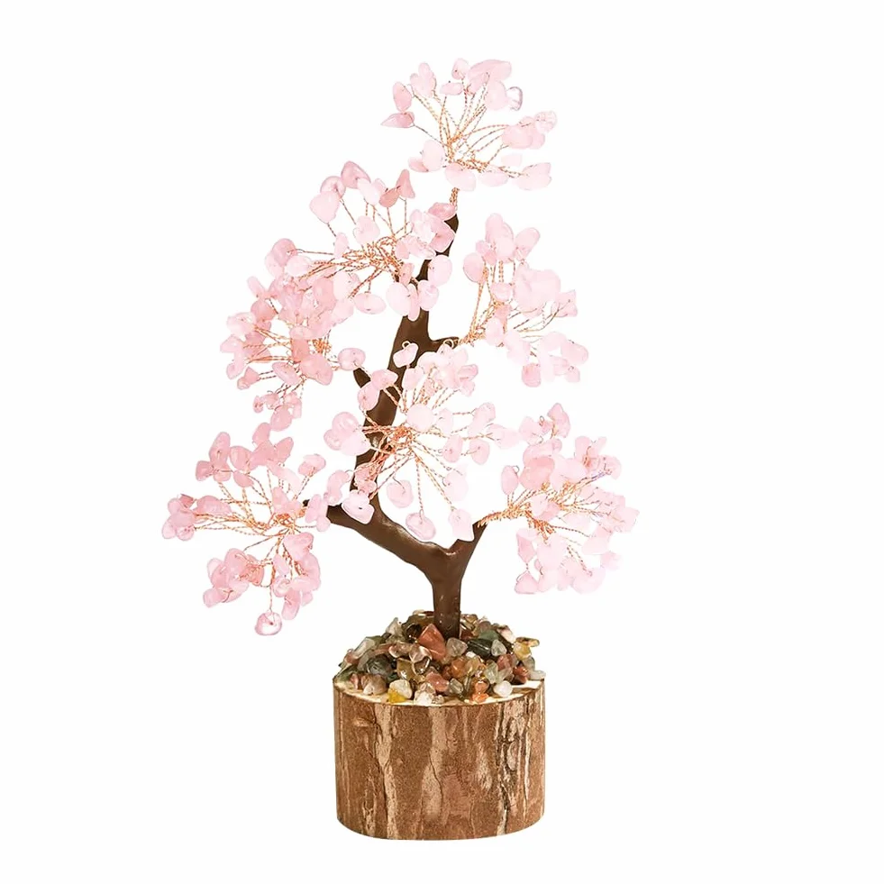 Kryształowe drzewo z różowego kwarcu, siedem czakr, naturalne leczenie, Reiki, kryształ bonsai, drzewo pieniężne, dekoracja drzewka