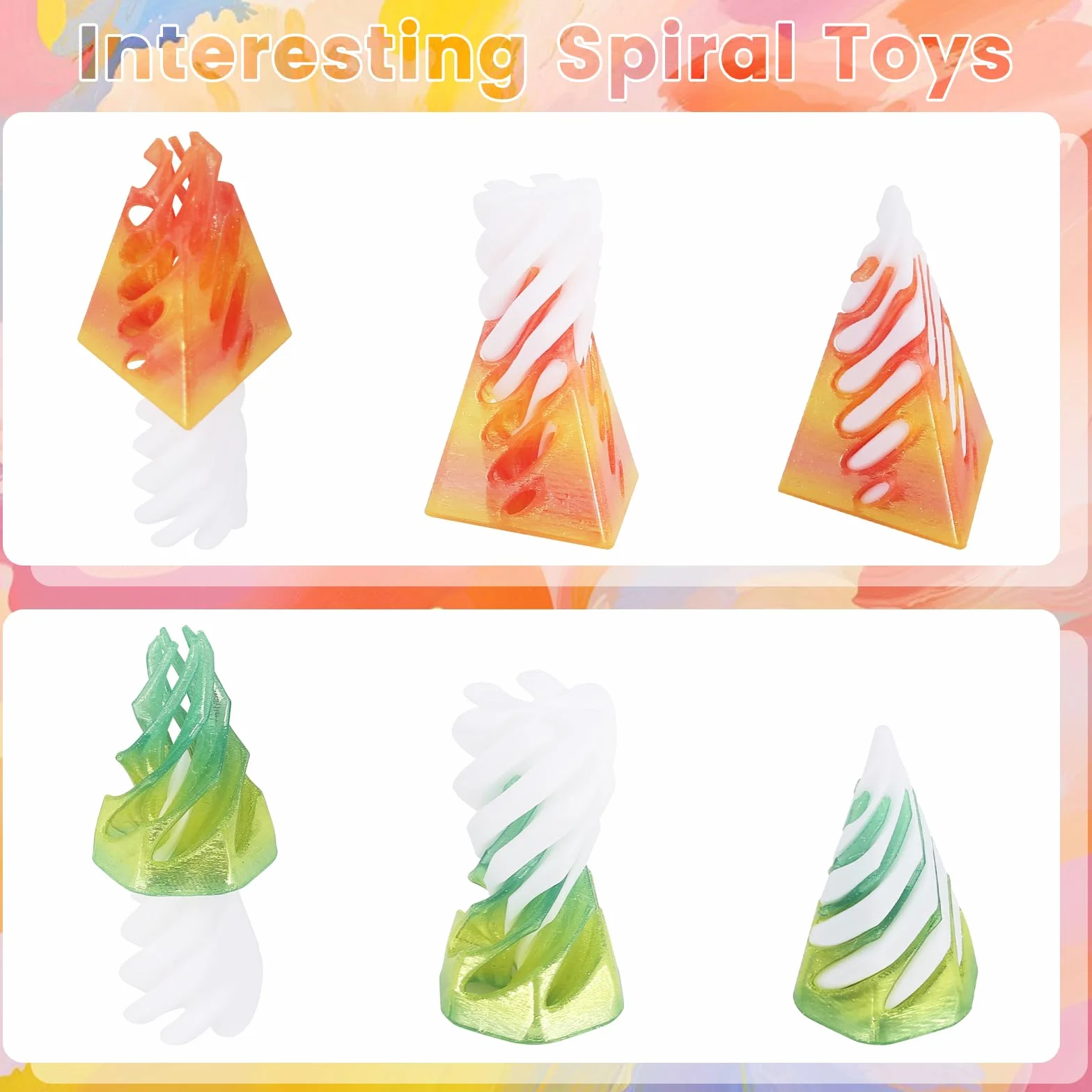 4 sztuki Impossible Cone, spirala z nadrukiem 3D, zabawka sześciokątna i okrągła fidget toy, zabawka antystresowa dla dzieci i dorosłych