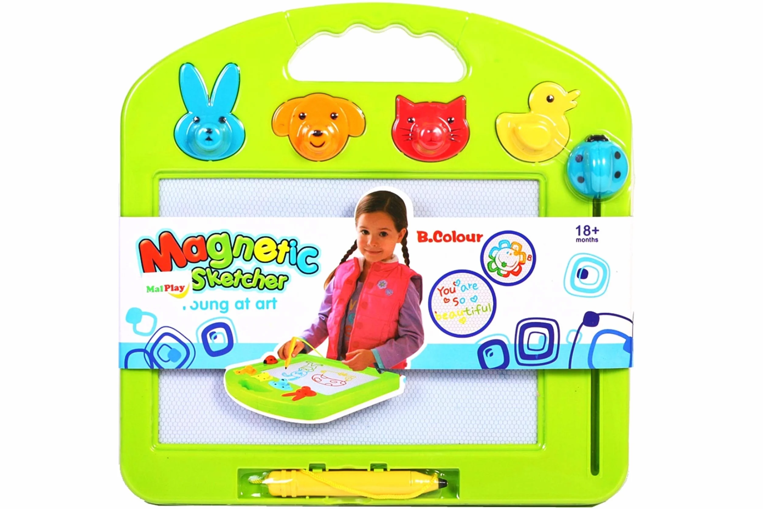 MalPlay 5906190293558 Znikopis, Tablica Magnetyczna Zwierzątka ,wielokolorowy