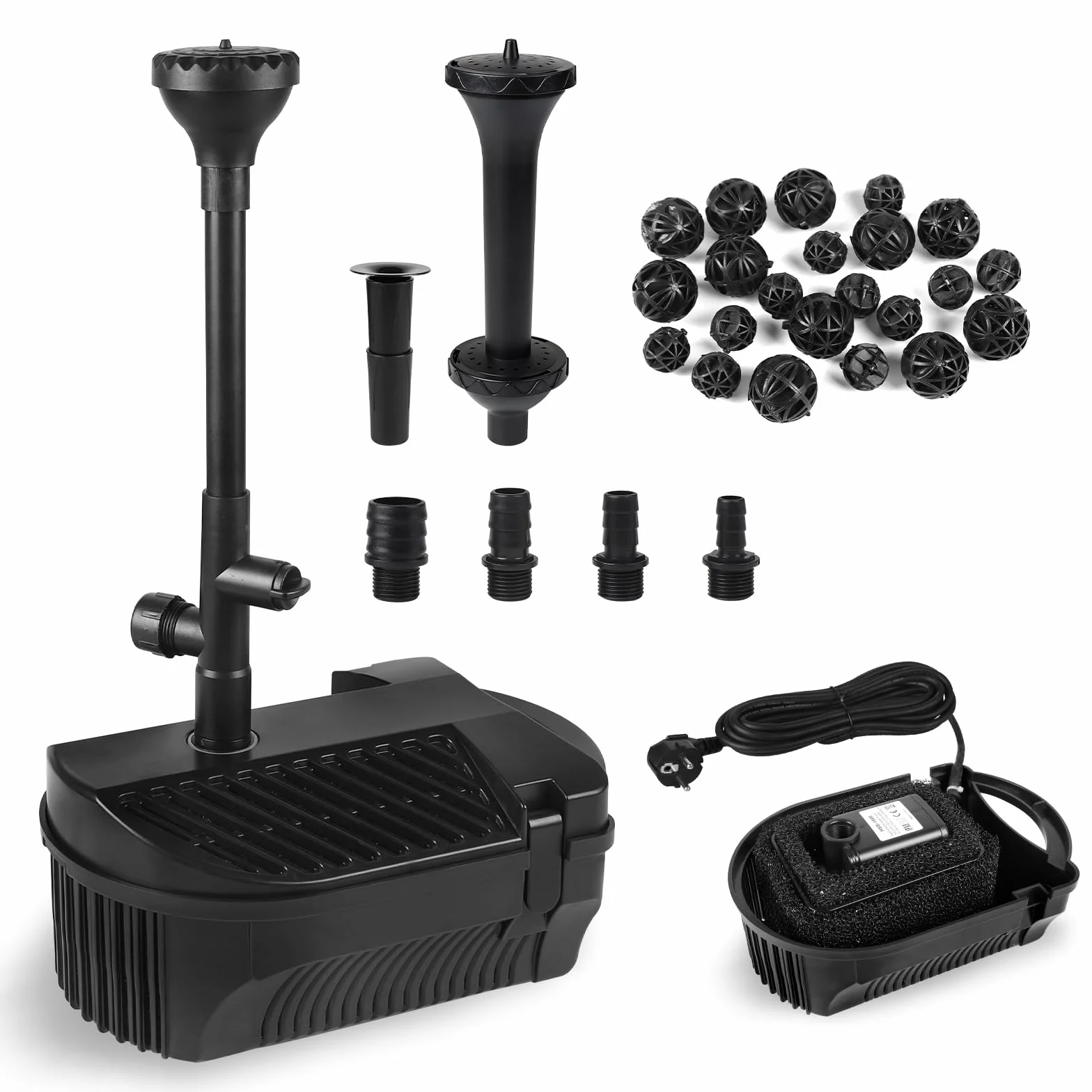EXLECO Pompa do oczka wodnego 2450 l/h 50 W z filtrem i fontanną