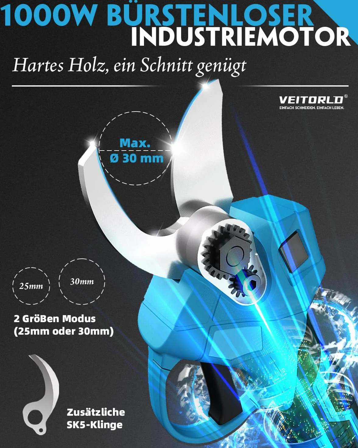 Makita 18V Akumulatorowe Nożyce do Gałęzi 30 mm Bezszczotkowy Sekator 2x2000 mAh