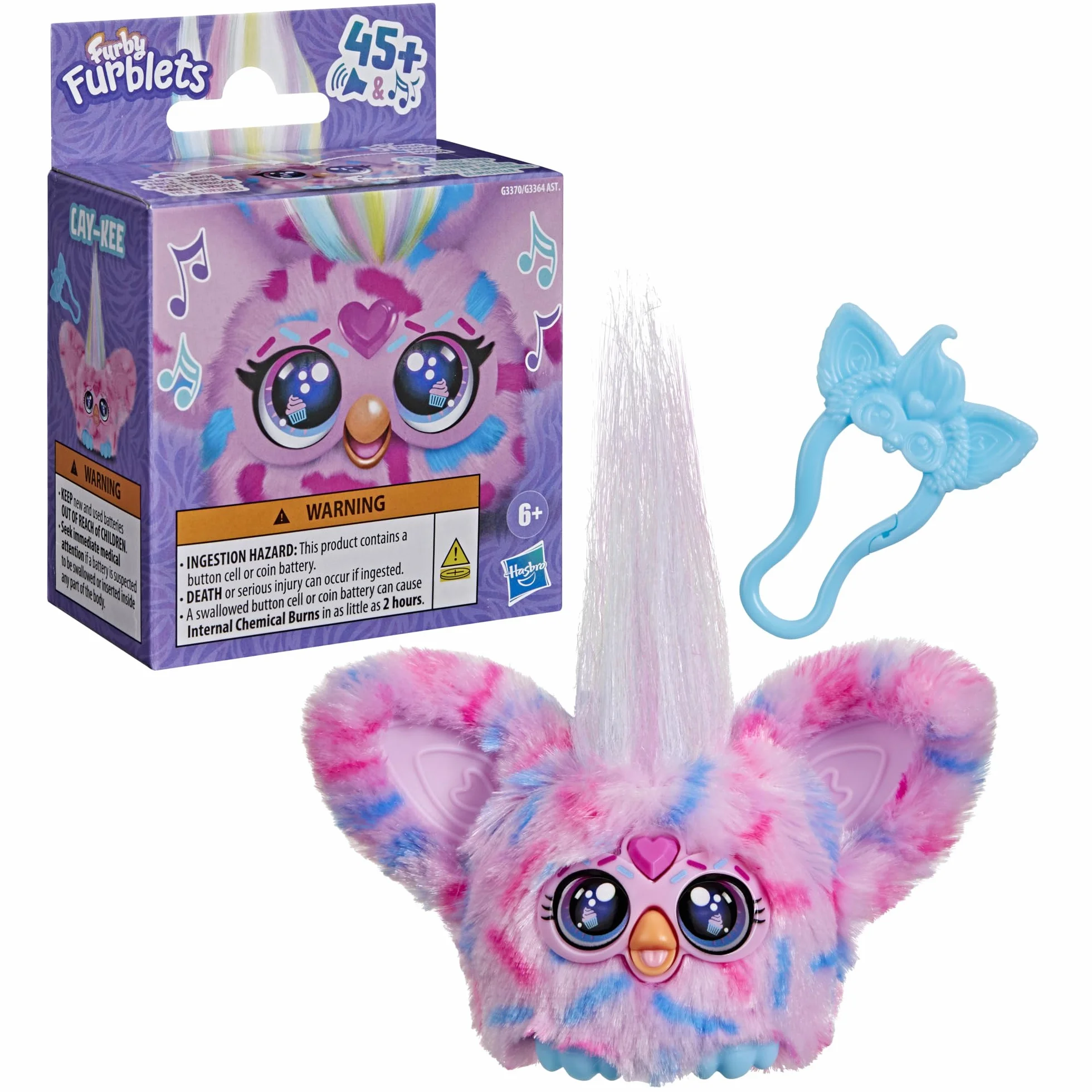 Furby Furblets Cay-Kee, miniaturowa pluszowa zabawka, motyw różowego tortu, muzyka i dźwięki, zabawki do karmienia na niby dla dzieci w wieku od 6 lat
