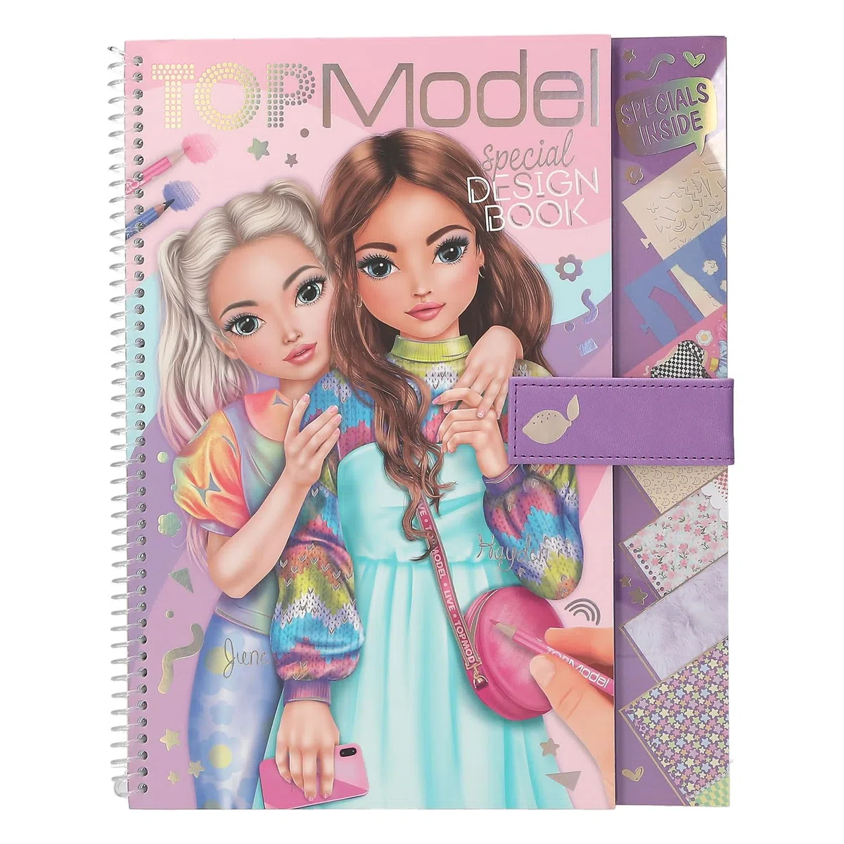 Depesche 13584 TOPModel – kolorowanka z 33 stronami z nadrukowanymi wzorami do samodzielnego tworzenia strojów, zestaw zawiera papier, szablon, naklejki i wiele innych.