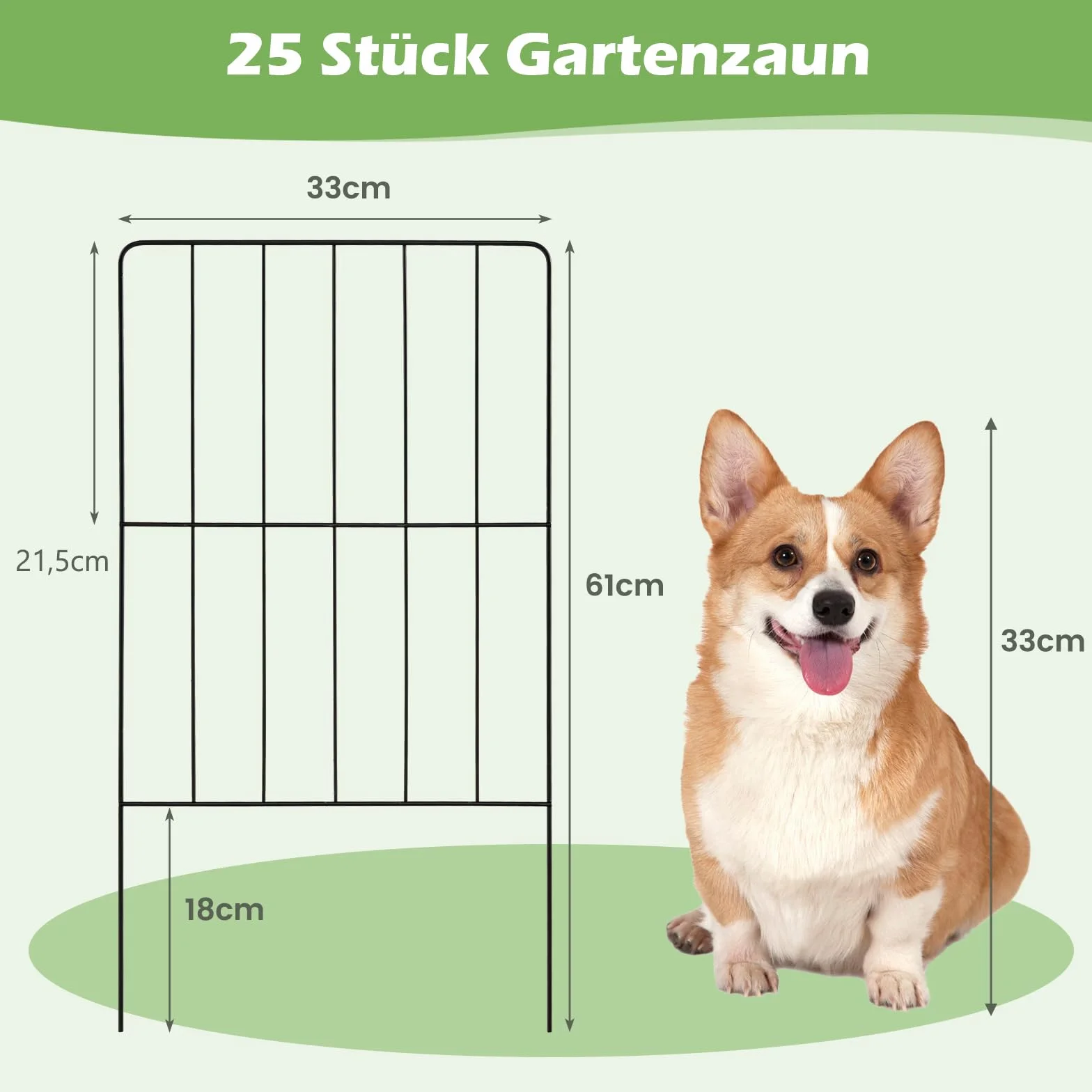 GOPLUS metalowe ogrodzenie ogrodowe 60 cm zestaw wtykowy