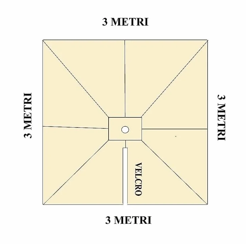 Zapasowa osłona przeciwsłoneczna do parasola 3x3 m poliester 250 g wodoodporny beżowy