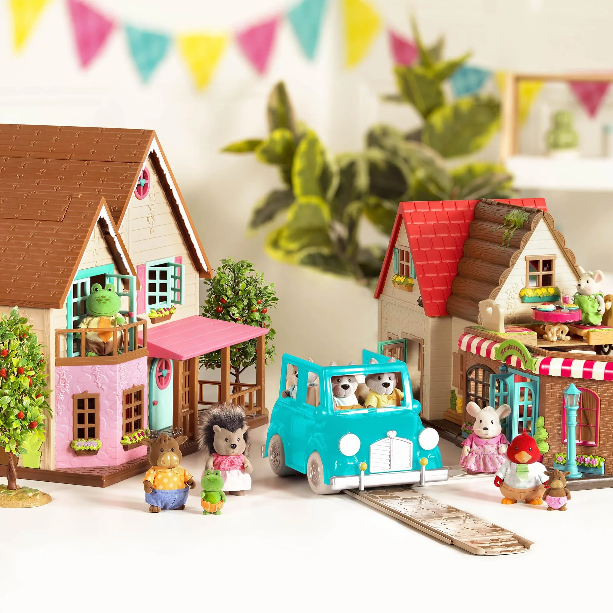 Li'l Woodzeez Rodzina królików Hoppingood - 5-częściowy zestaw zabawek z miniaturowymi figurkami zwierząt i bajką - zabawki i akcesoria dla dzieci w wieku od 3 lat