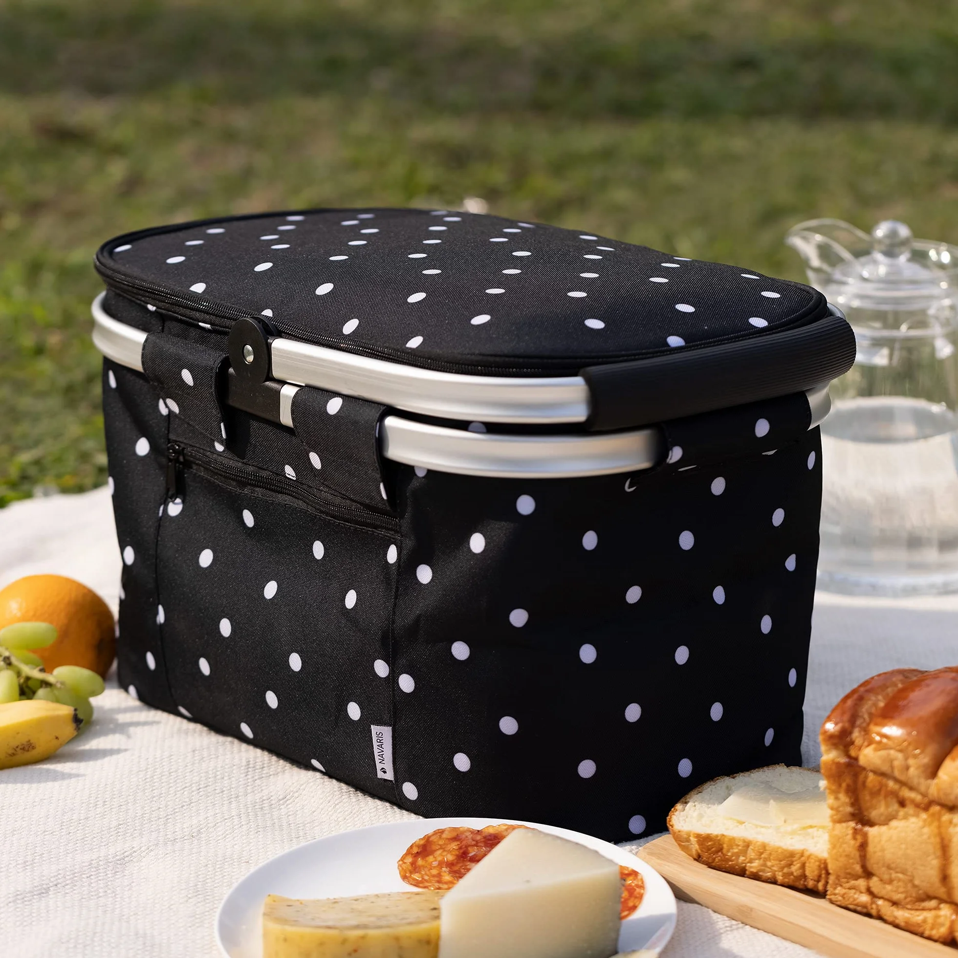 Navaris Składany Termiczny Kosz na Zakupy 27L 43x26 cm Czarny