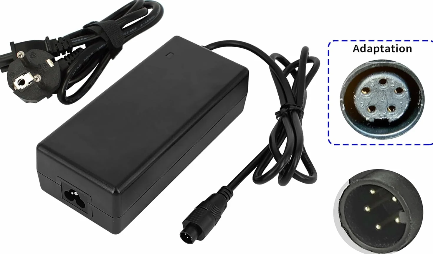 PowerSmart 42 V ładowarka zasilacz do akumulatora 36 V SSLC084V42M z wtyczką 5-pin do rowerów elektrycznych Pedelec