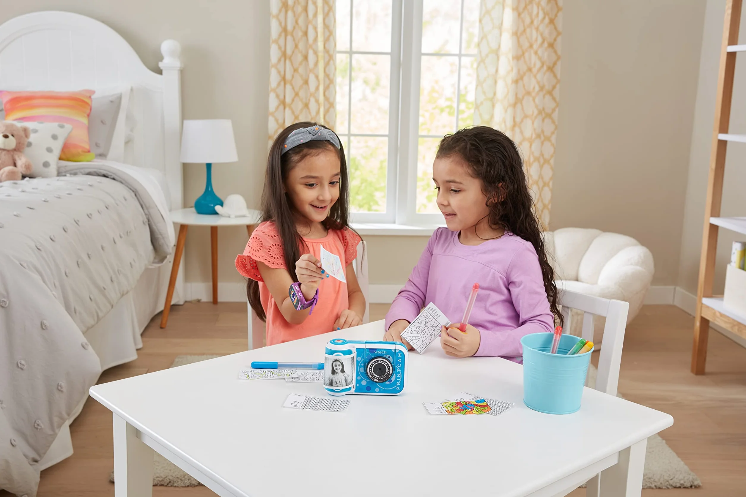 Vtech KidiZoom Print Cam niebieska – aparat dla dzieci z funkcją drukowania, selfie i wideo, efektami, graniem itp. dla dzieci w wieku 4-12 lat