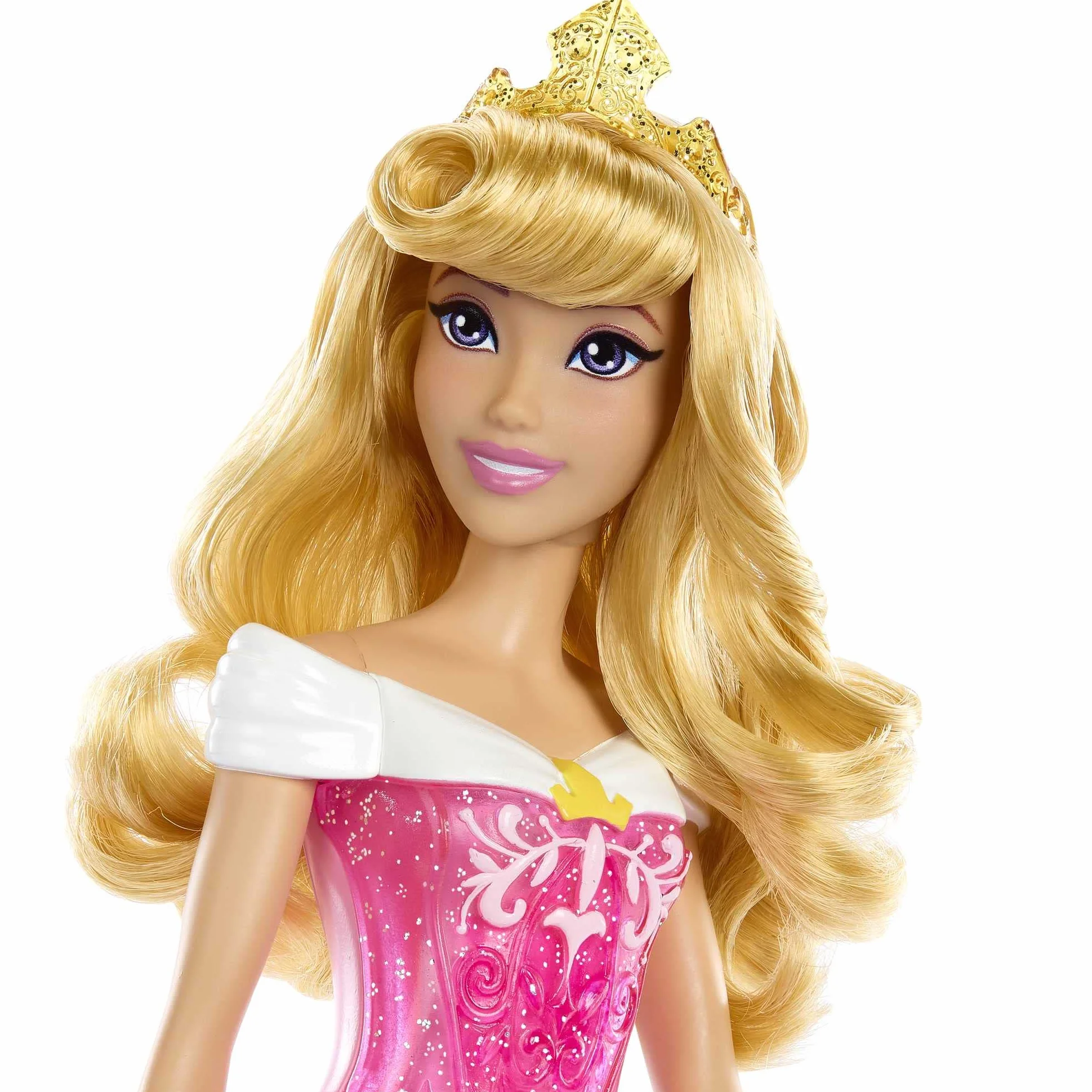 Mattel Księżniczka Disneya Aurora Lalka z punktami zgięcia, błyszczącym ubrankiem i akcesoriami inspirowanymi filmem Disneya, prezent dla dzieci HLW09