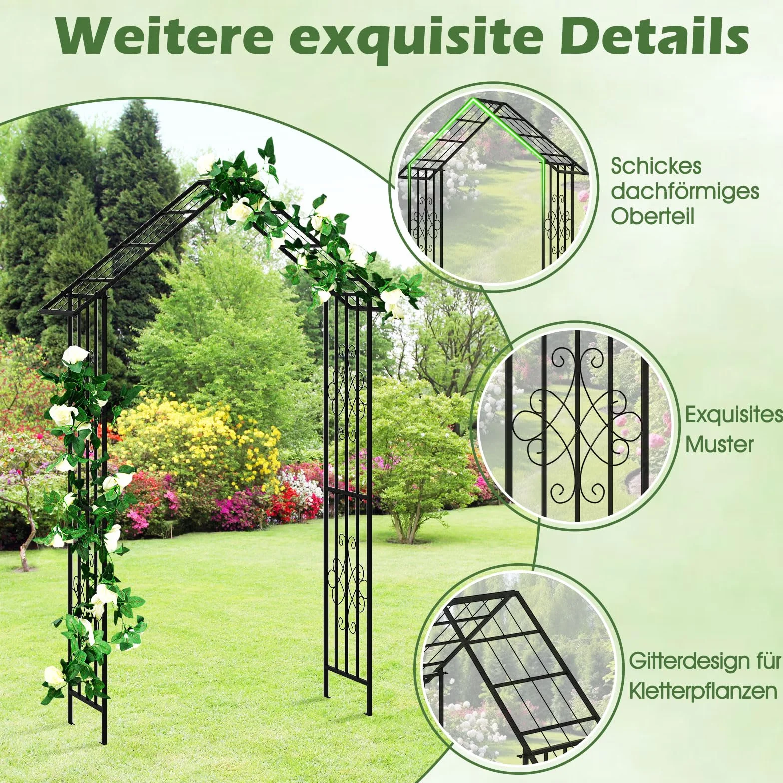 GOPLUS Łuk ogrodowy metalowy pergola 140 x 40 x 223 cm