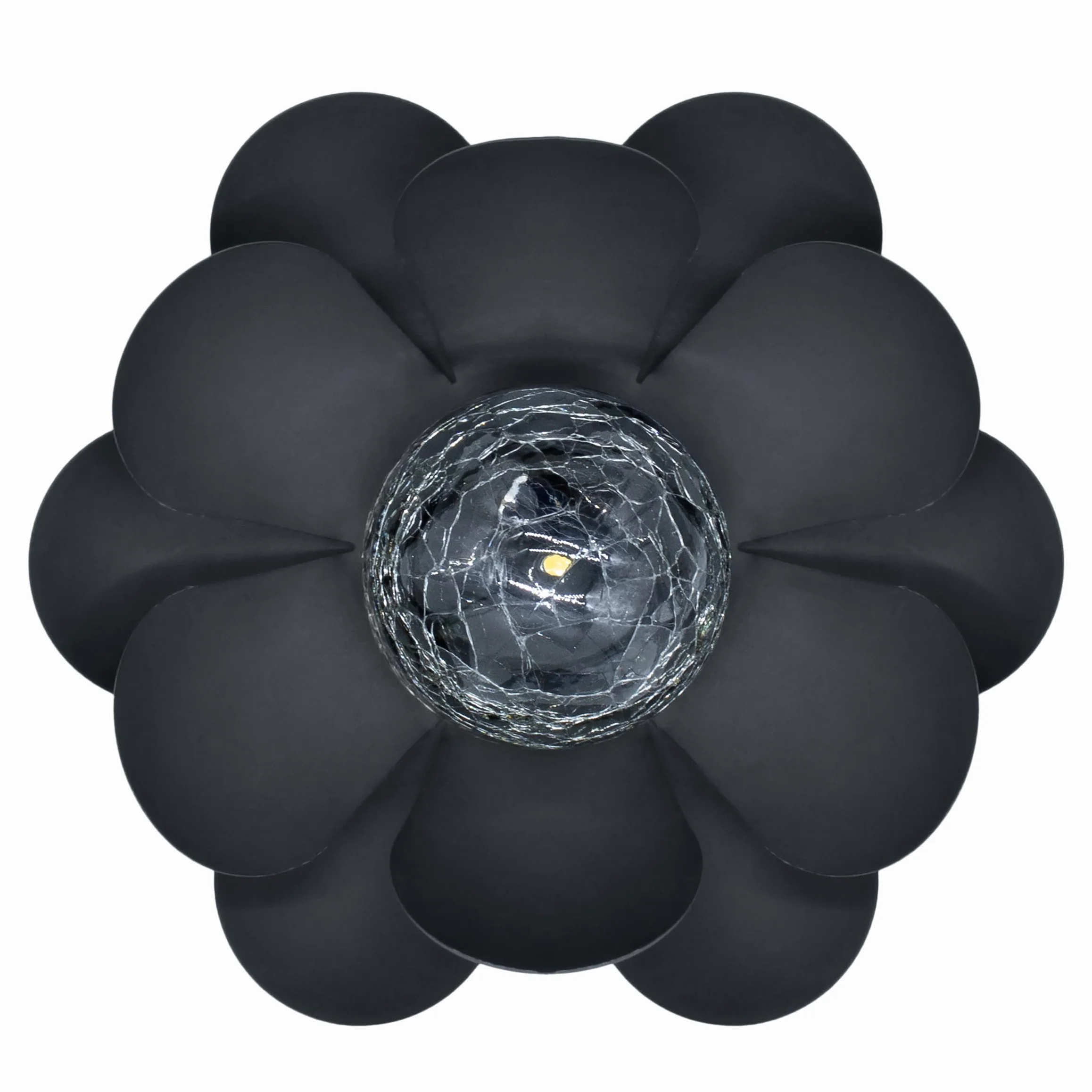 Spetebo Solarny LED kwiat lotosu lampa ogrodowa czarny kula szkła crackle 24 x 10 cm
