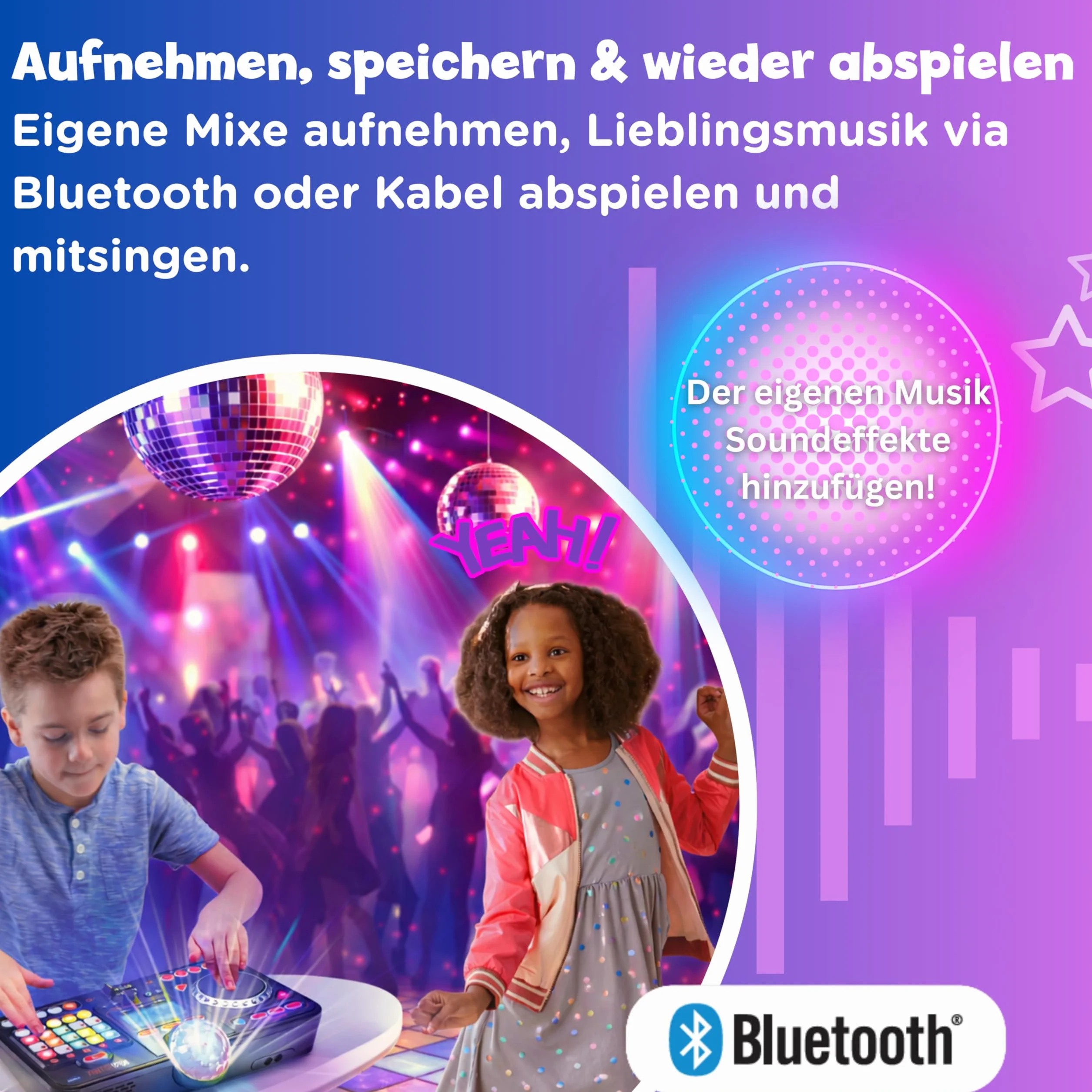 VTech Kidi DJ Mix mikser 10 w 1 dla DJ z pokrętłem i wieloma efektami do edycji muzyki – dla dzieci w wieku 6-12 lat