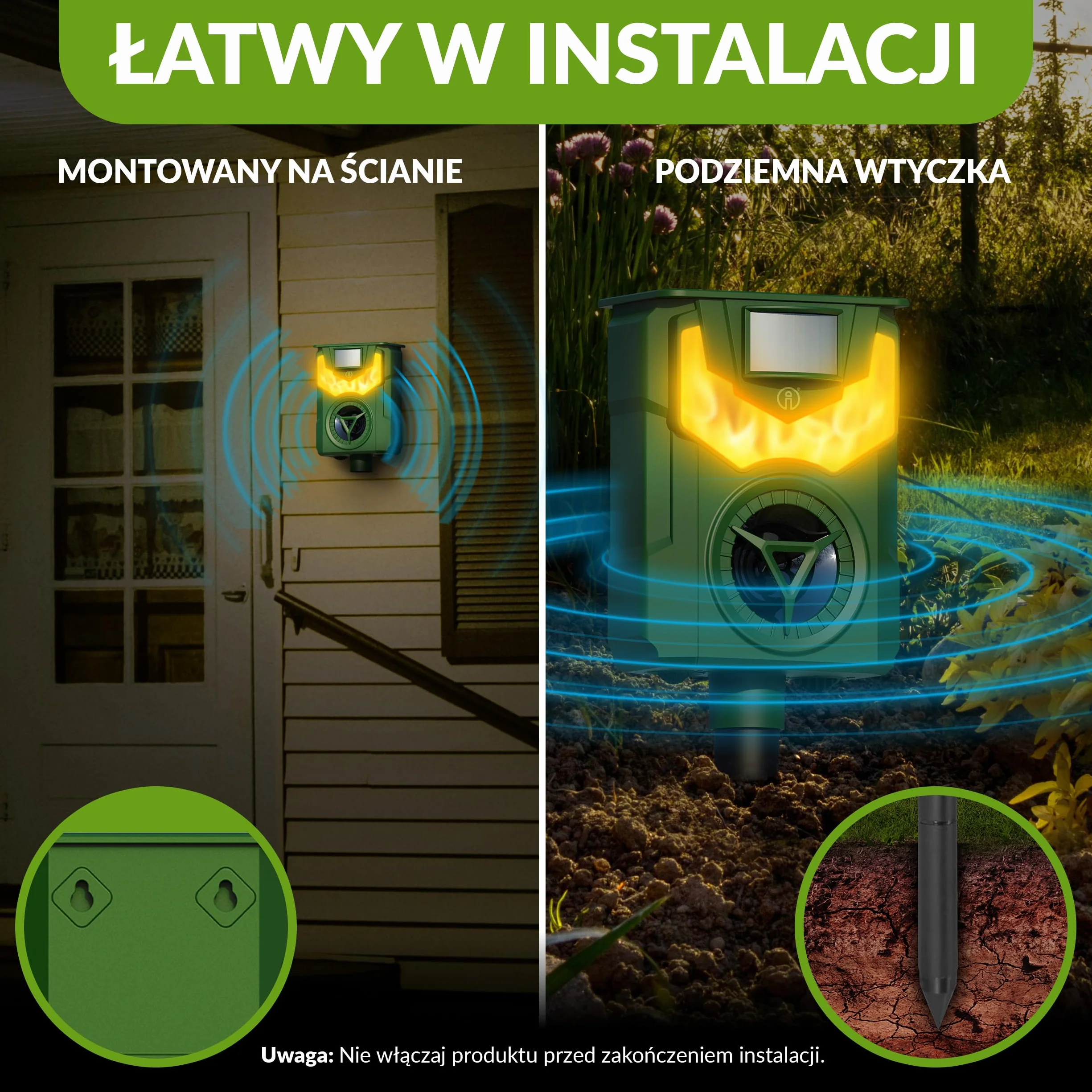 ISOTRONIC Solarny odstraszacz zwierząt z częstotliwością i światłem płomienia