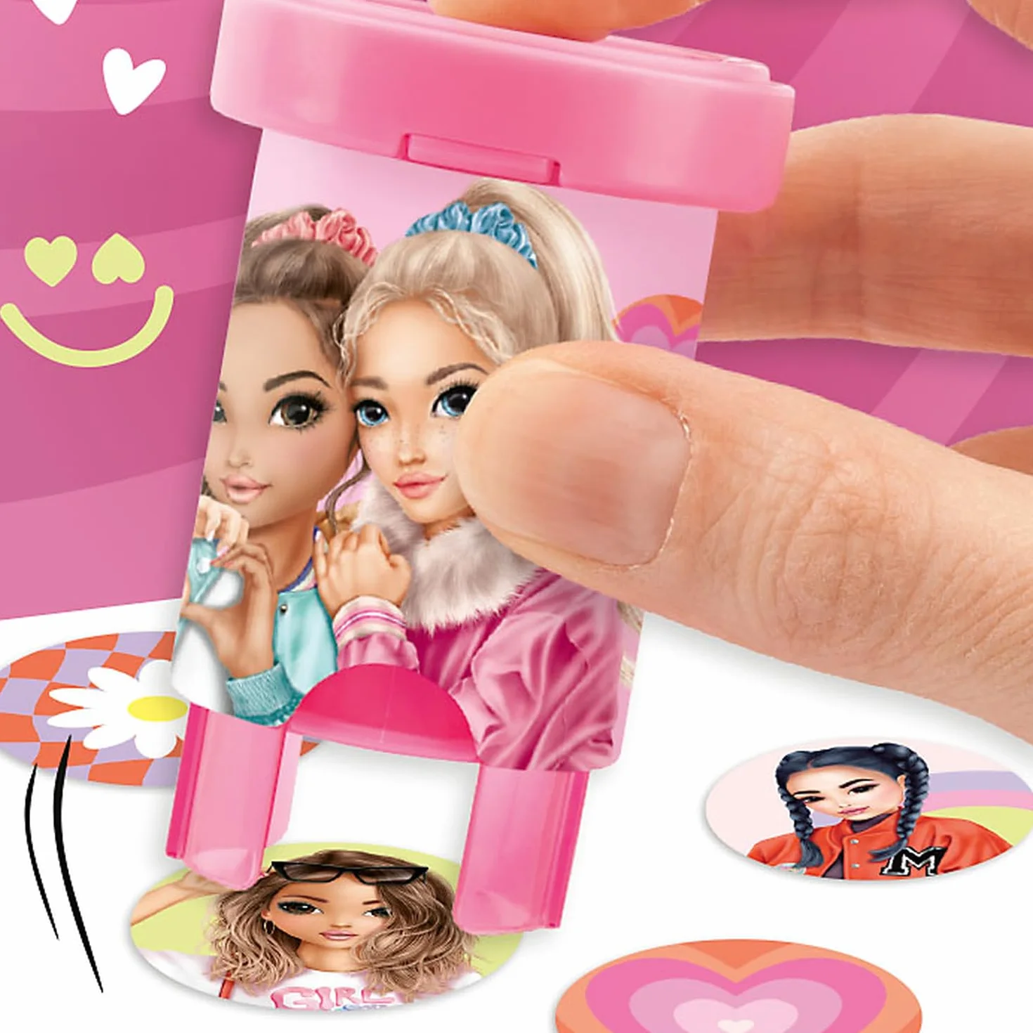 Depesche 13348 TOPModel Sticker Stamper - zestaw naklejek do stemplowania naklejek modelarskich, w tym stempel i 160 naklejek
