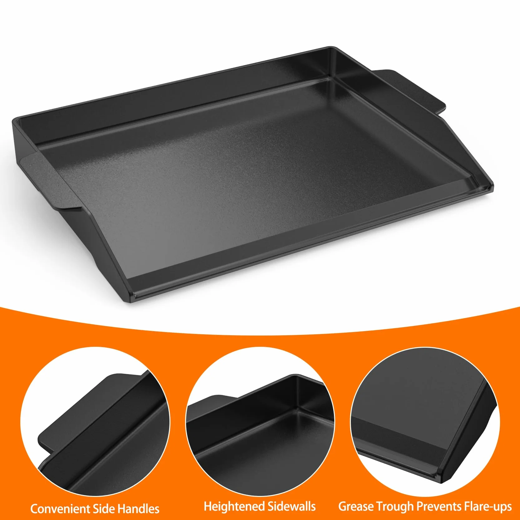 Onlyfire BBQ Griddle Żeliwo Emaliowane Płyta Grillowa z Powłoką Nieprzywierającą 58,5 x 40,5 cm
