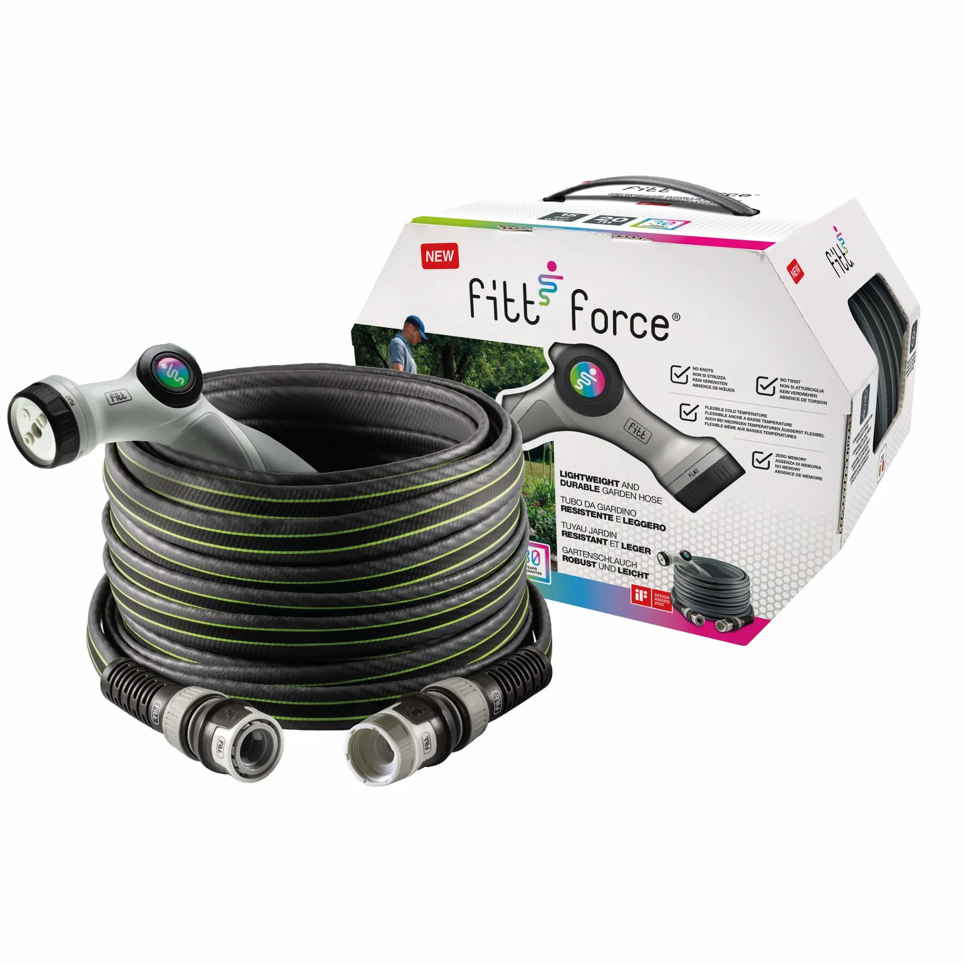 FITT FORCE 5/8" 25m Wąż Ogrodowy ze Złączkami i Pistoletem Wielostrumieniowym