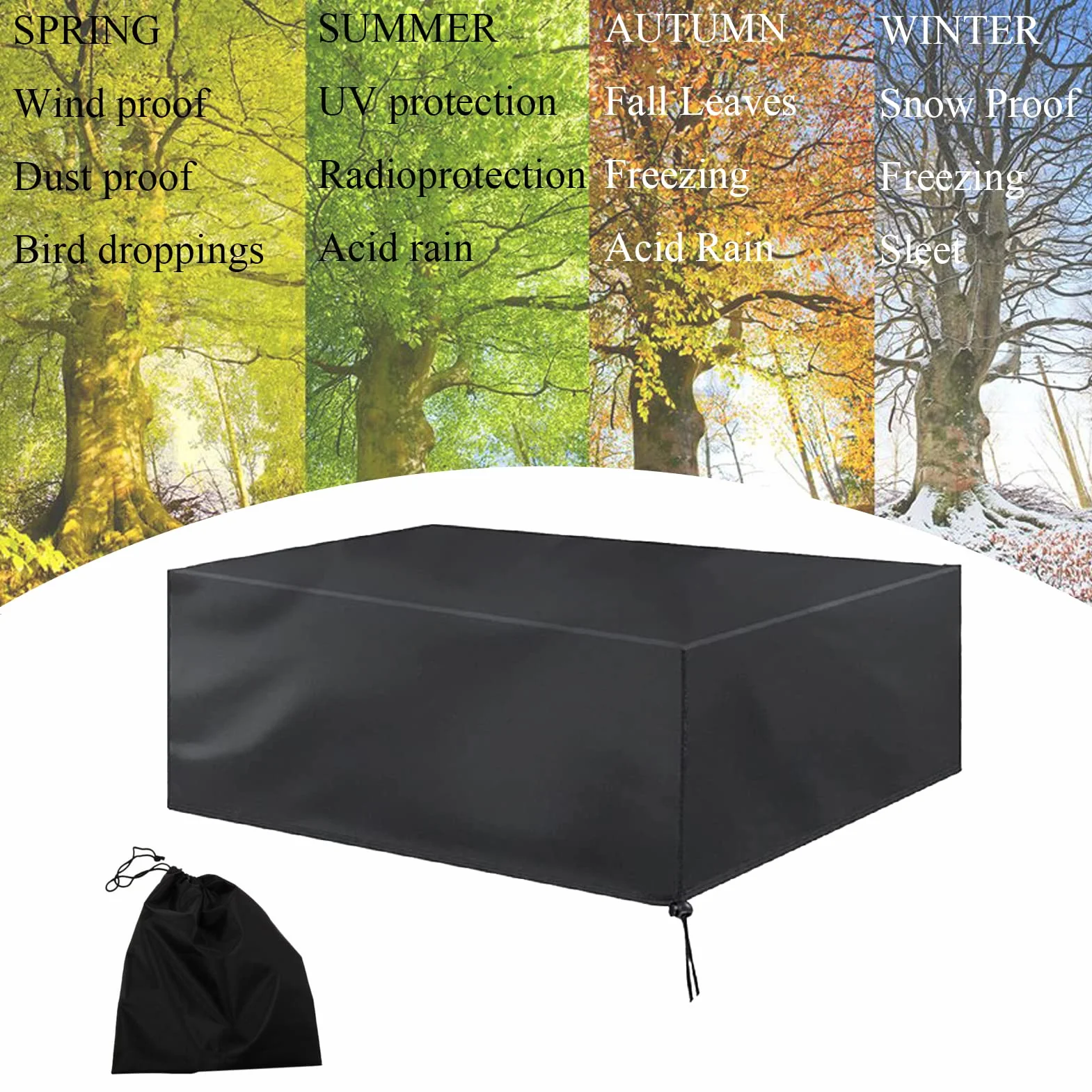 Pokrowce na meble ogrodowe wodoodporne 90x90x75cm prostokątne