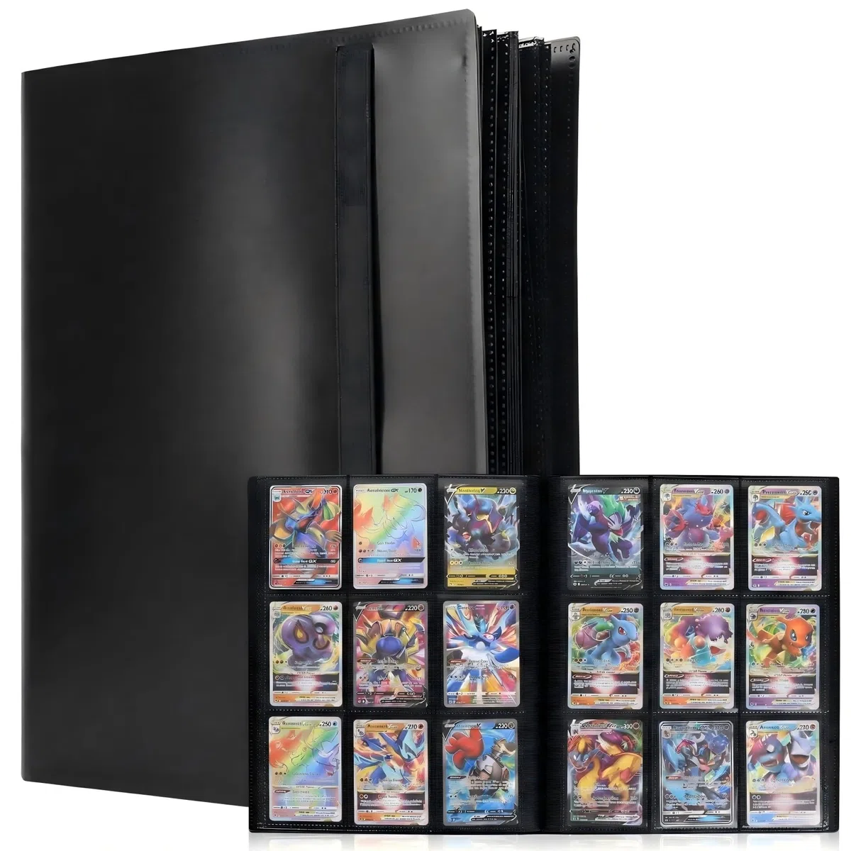Segregator na karty kolekcjonerskie, 360 kieszeni, album na karty kolekcjonerskie, do Yu Gi Oh TCG, MTG, do scrapbookingu, 20 stron, pomieści 360 kart, czarny