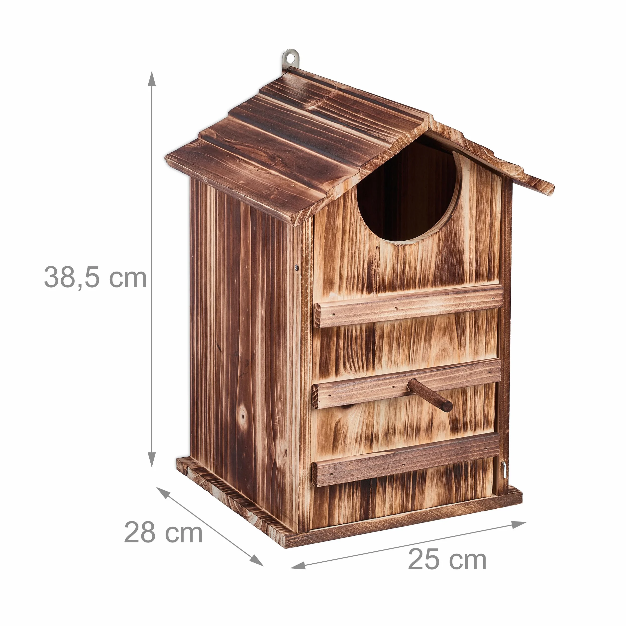 Relaxdays Budka lęgowa sowy drewno jodłowe otwór wlotowy 9,5 x 9,5 cm rozkładany domek dla ptaków naturalny 1 sztuka