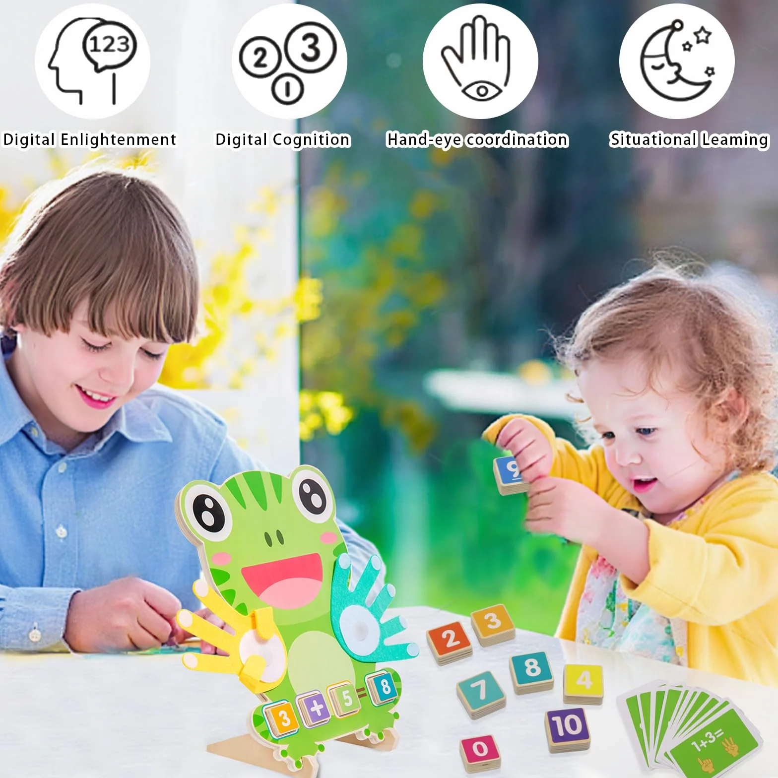 Drewniana zabawka matematyczna do nauki liczenia dla dzieci, drewniana zabawka do liczenia matematyki, zabawka dla dzieci od 3, 4, 5 lat, zabawka edukacyjna dla dzieci, zabawka edukacyjna z drewna
