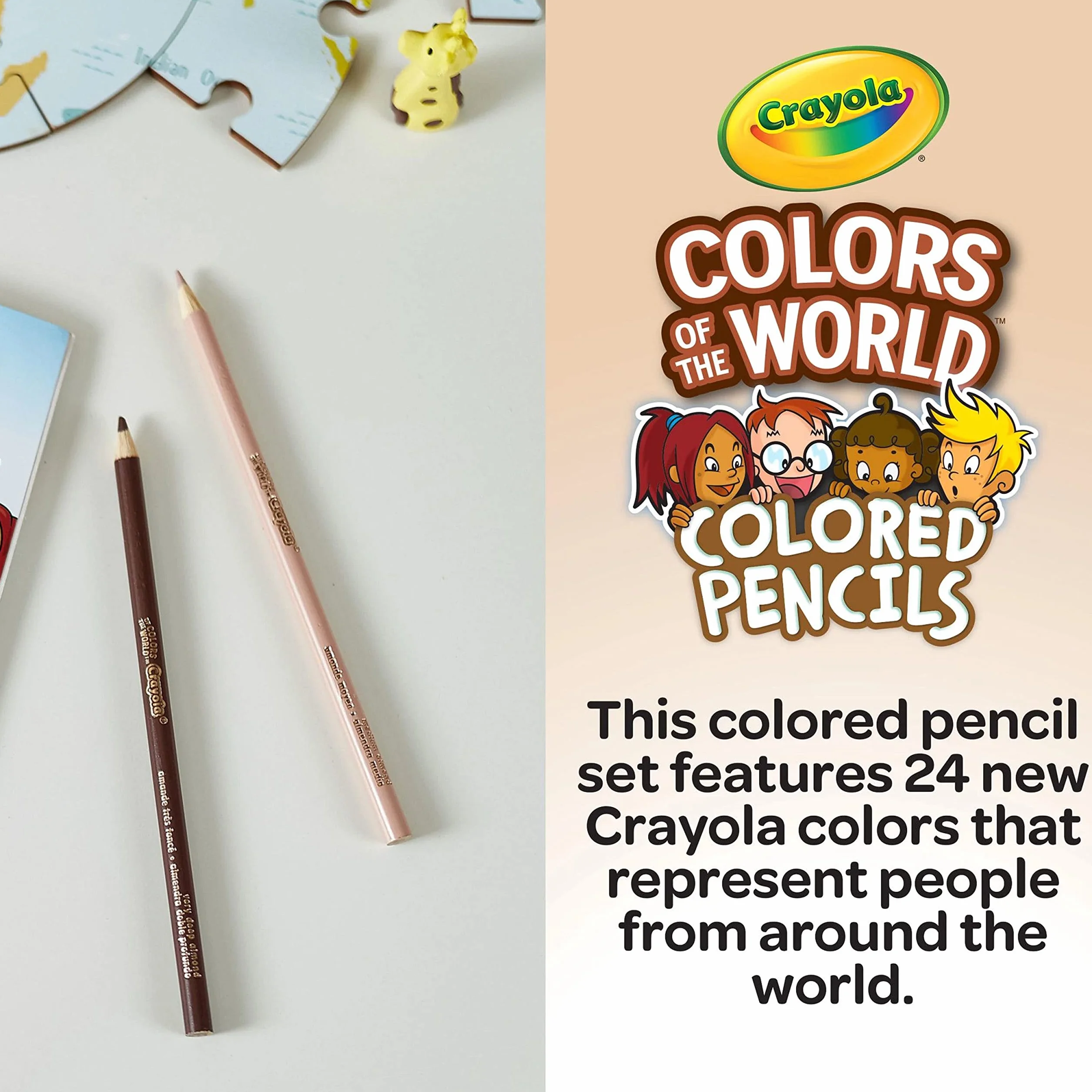 Crayola Colours of the World zestaw kredek do malowania skóry, dla dzieci w 24 odcieniach, dla dzieci z odcieniami skóry na całym świecie, zestaw do majsterkowania, od 3 lat