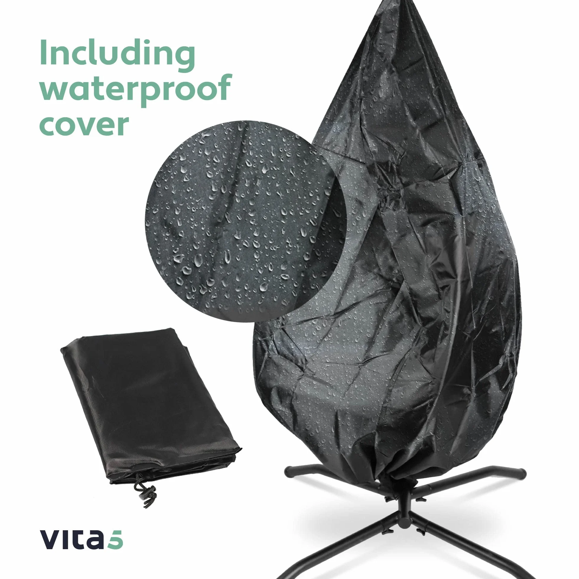 VITA5 Fotel Wiszący Rattanowy 150 kg Kremowo-Biały