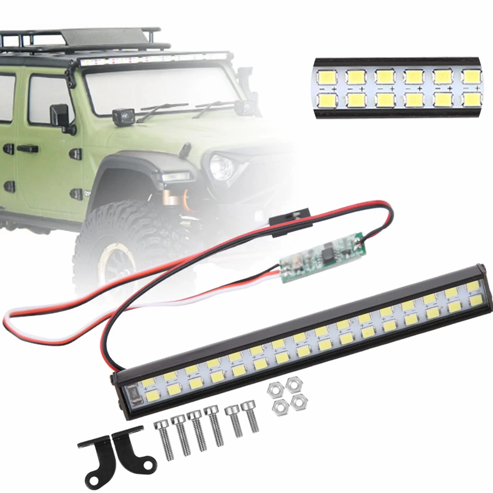 Lampa Dachowa RC, 32 Koraliki, Uniwersalna Listwa Świetlna LED do Samochodu RC, Akcesoria Modernizacji Gąsienic, 100 mm