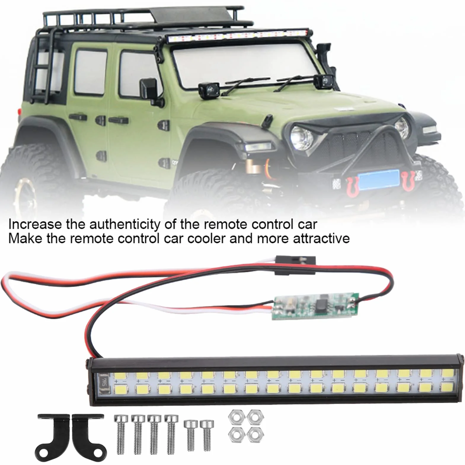 Lampa Dachowa RC, 32 Koraliki, Uniwersalna Listwa Świetlna LED do Samochodu RC, Akcesoria Modernizacji Gąsienic, 100 mm