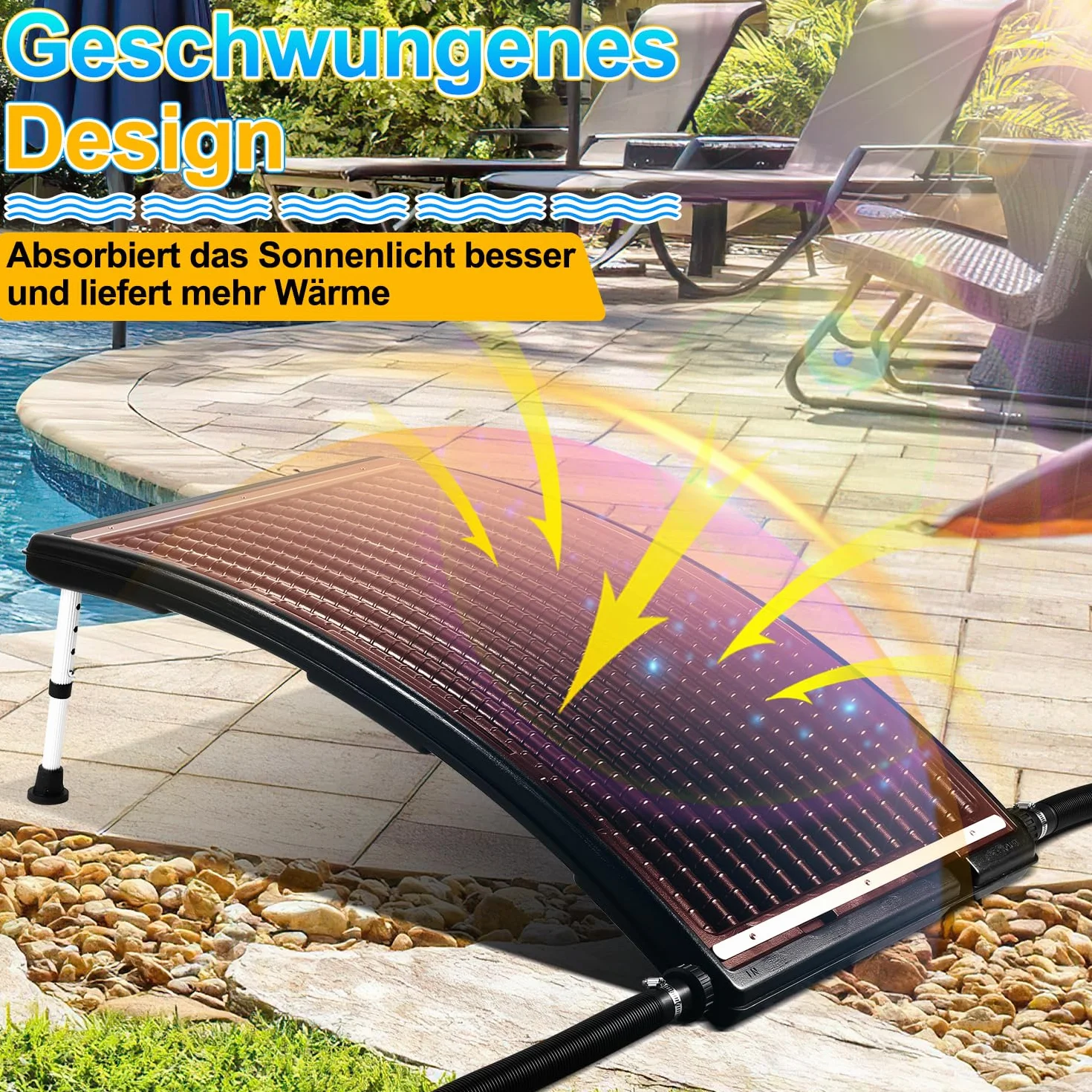Kolektor słoneczny 110x65x15 cm 10 000 l/h przyłącze 38-40 mm do basenu