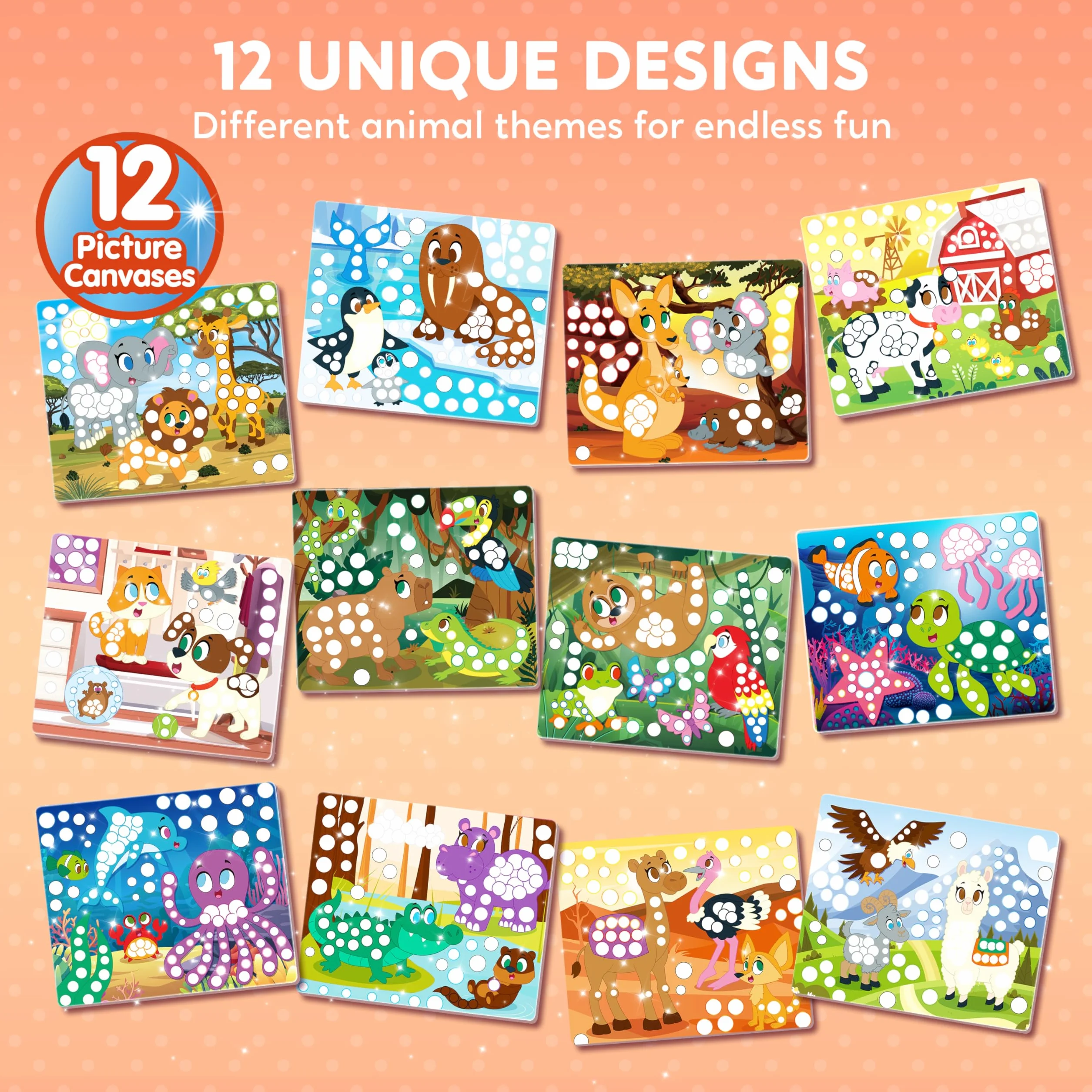 Klever Kits Zestaw do malowania kropkami dla dzieci, naklejki bez bałaganu dla małych dzieci w wieku 3–7 lat, zestawy kreatywne, kreatywna aktywność DIY, zabawka podróżna, prezenty urodzinowe dla