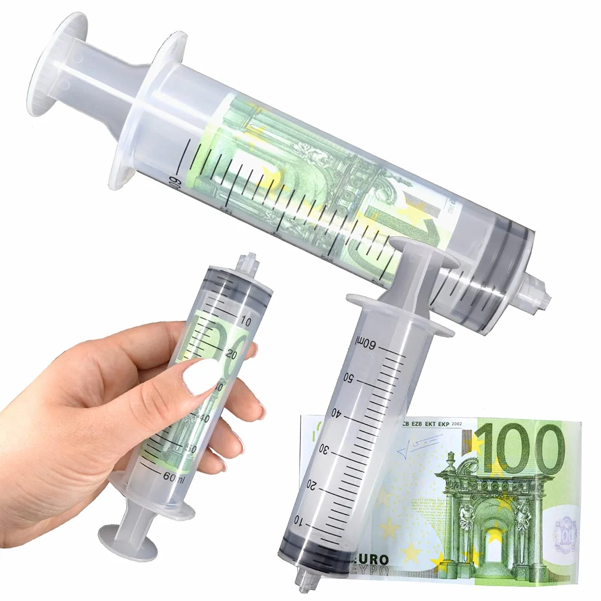 Strzykawka pieniężna, prezent pieniężny, zabawny pomysł na prezent, pudełko na prezent ok. 15 cm
