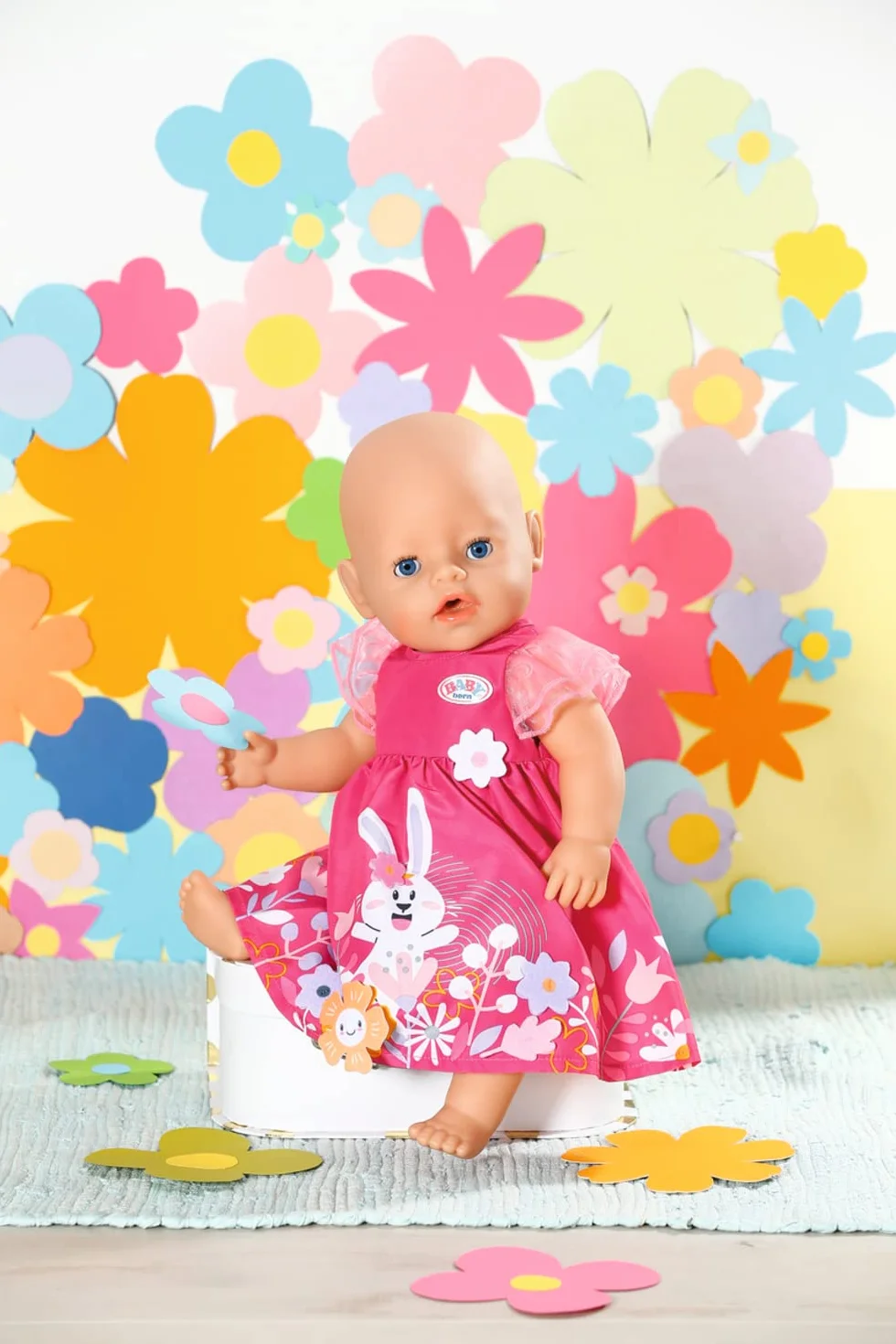 BABY born Dress Flowers - Fits BABY born dolls up to 43cm - Set Includes Flower Dress and hanger - Suitable for children aged 3+ years - 832639