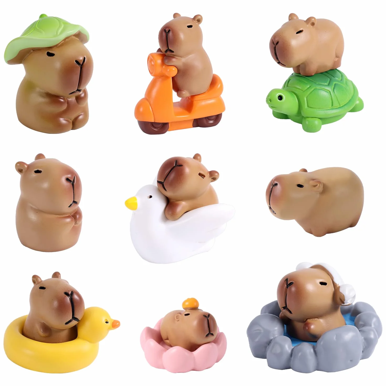 Tinoaly 13szt Miniaturowe Figurki Kapibary z Żywicy, Kolekcjonerskie Zabawki Zwierząt do Dekoracji