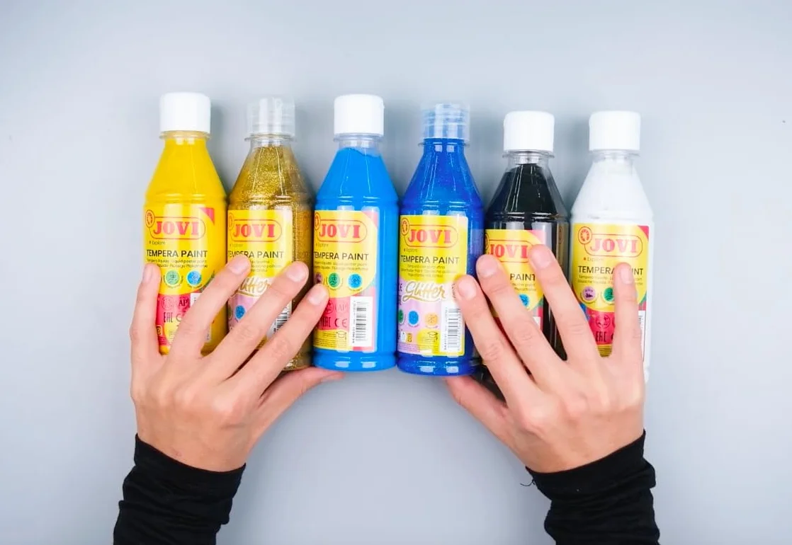 Jovi - Płynna farba tempera, butelka 250 ml, kolor czarny, farba na bazie naturalnych składników, łatwa do mycia, bezglutenowa, idealna do użytku szkolnego (50230)