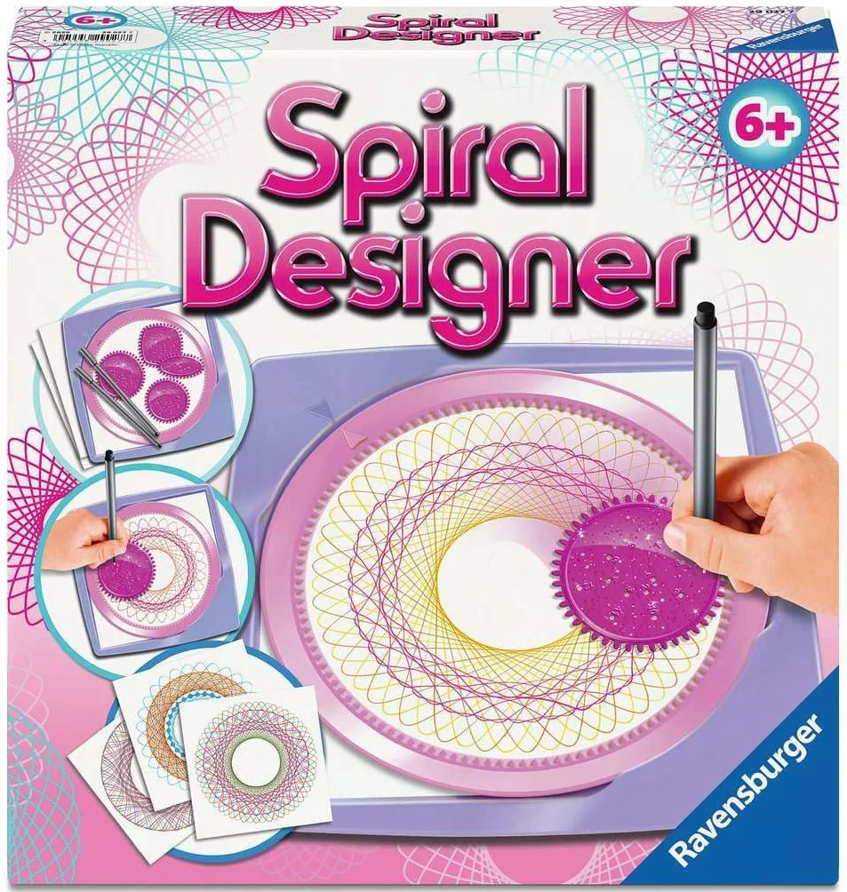 Ravensburger Spiral-Designer Girls 29027, Zeichnen lernen für Kinder ab 6 Jahren, Zeichen-Set mit Schablonen für farbenfrohe Spiralbilder und Mandalas