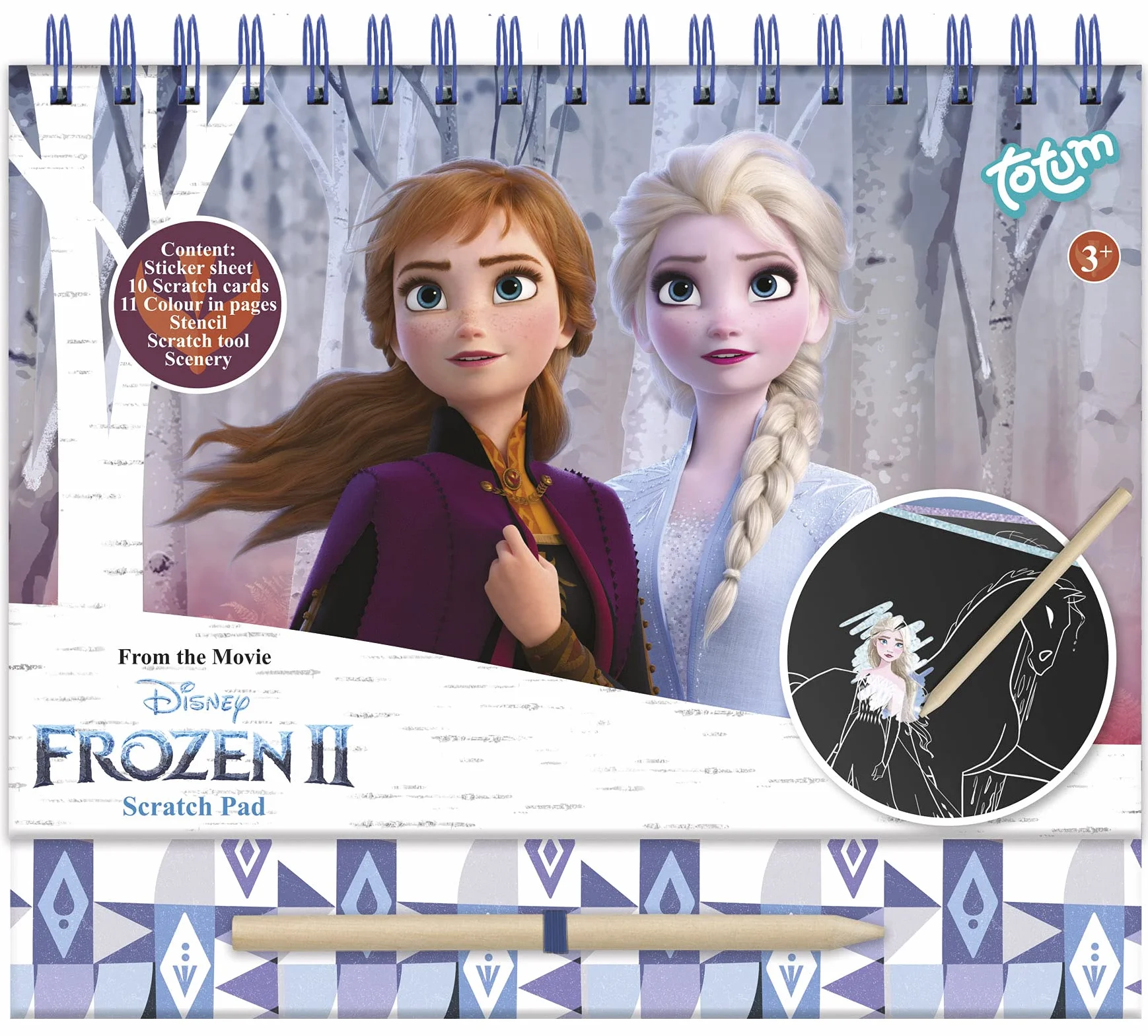 Totum Frozen II Scratch Book: książka do zdrapywania i kolorowanki z szablonami i brokatowymi naklejkami z Anną i ELSA, Activity Book do domu i w podróży 681439
