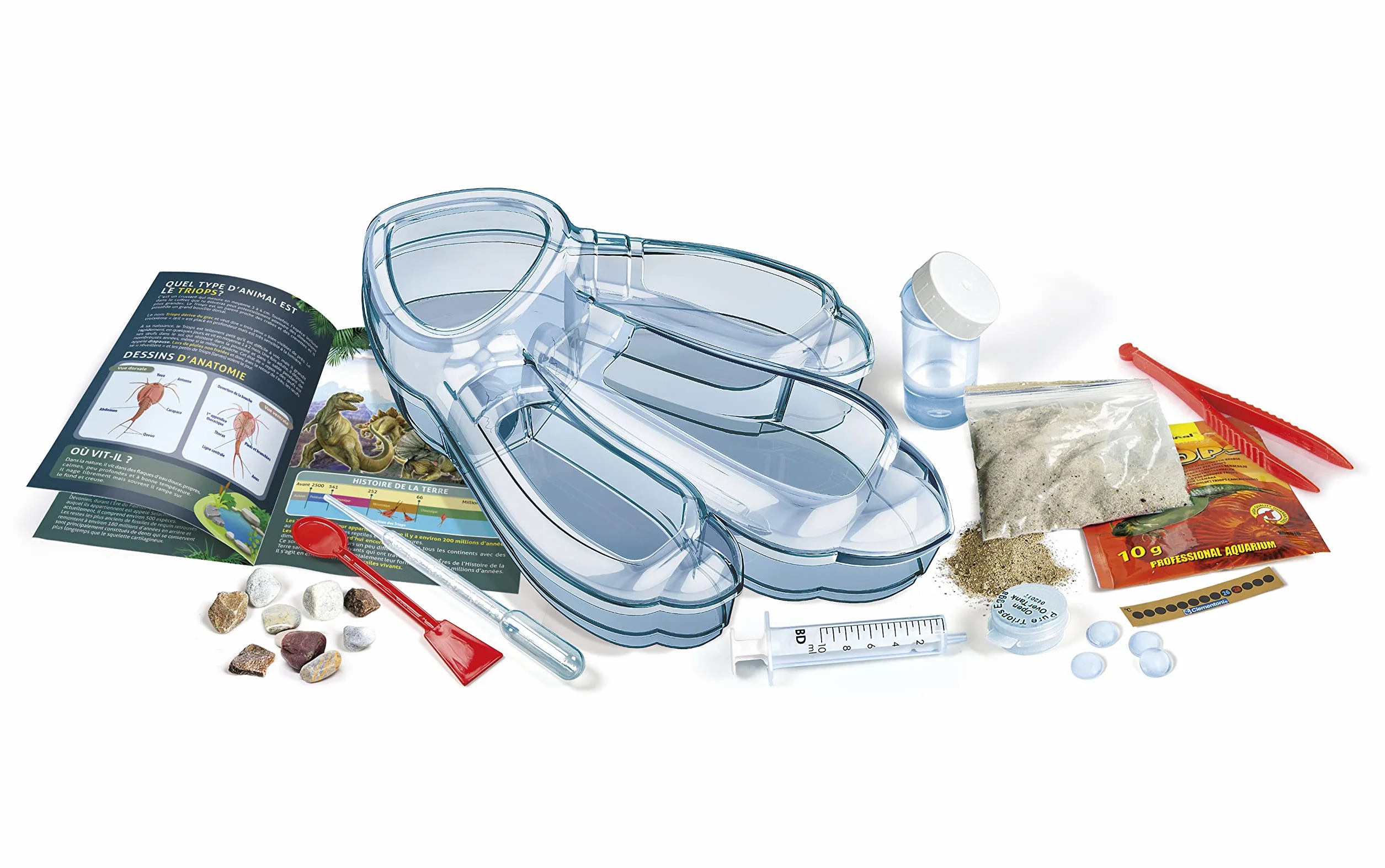 Clementoni - 52565 - Laboratorium naukowe i gry - Triops, prehistoryczne zwierzęta - 8 lat gra naukowa, prehistoryczne raki dziecięce, z jajkami, wersja francuska, wyprodukowana we Włoszech