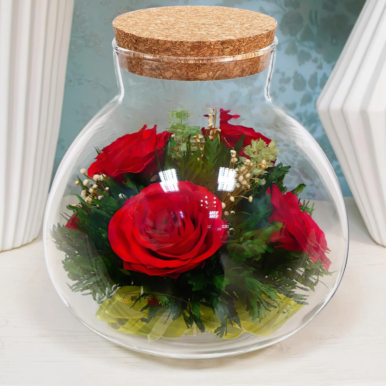 Szklane Terrarium Butelka z Korkiem Okrągły Słoik Do Miniaturowych Roślin Mechowych Dekoracji Domowej