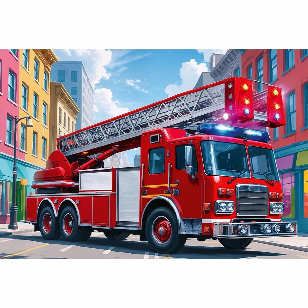 Trefl Puzzle 60 Elementów Wóz Strażacki Kolorowe Pojazdy dla Dzieci od 4 lat