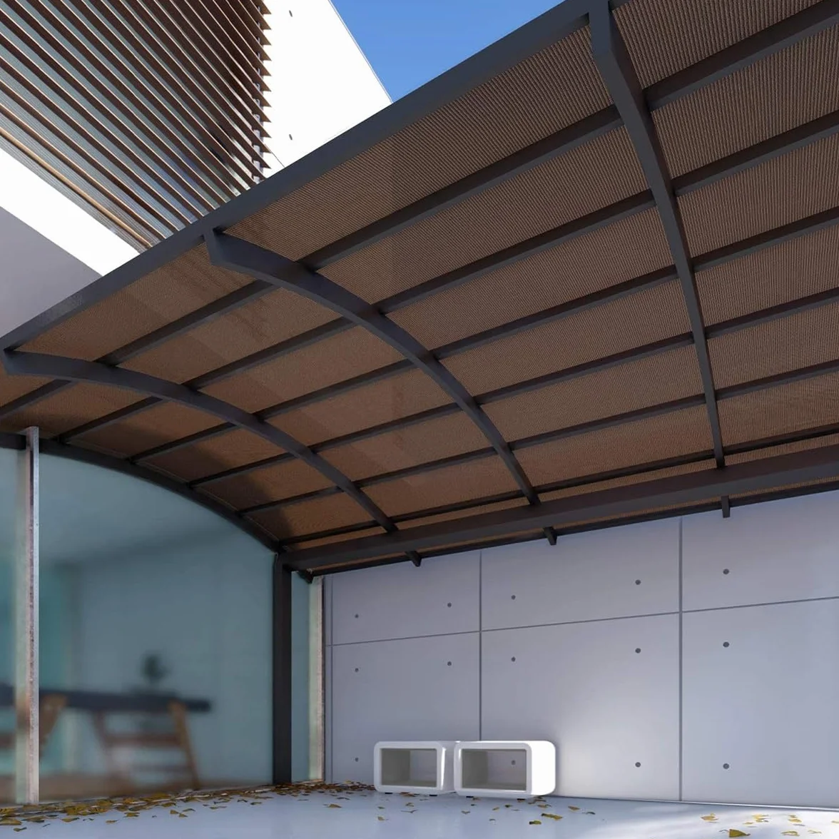 Tkanina Przeciwsłoneczna Przepuszczająca Wodę 90% Siatka Osłona Przeciwsłoneczna Do Patio Ogrodowa Pergola Markiza (3x4 m)